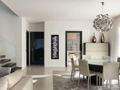 On the Rocks - Luxueuse œuvre d'art métallique tactile sculpturale noire et argentée