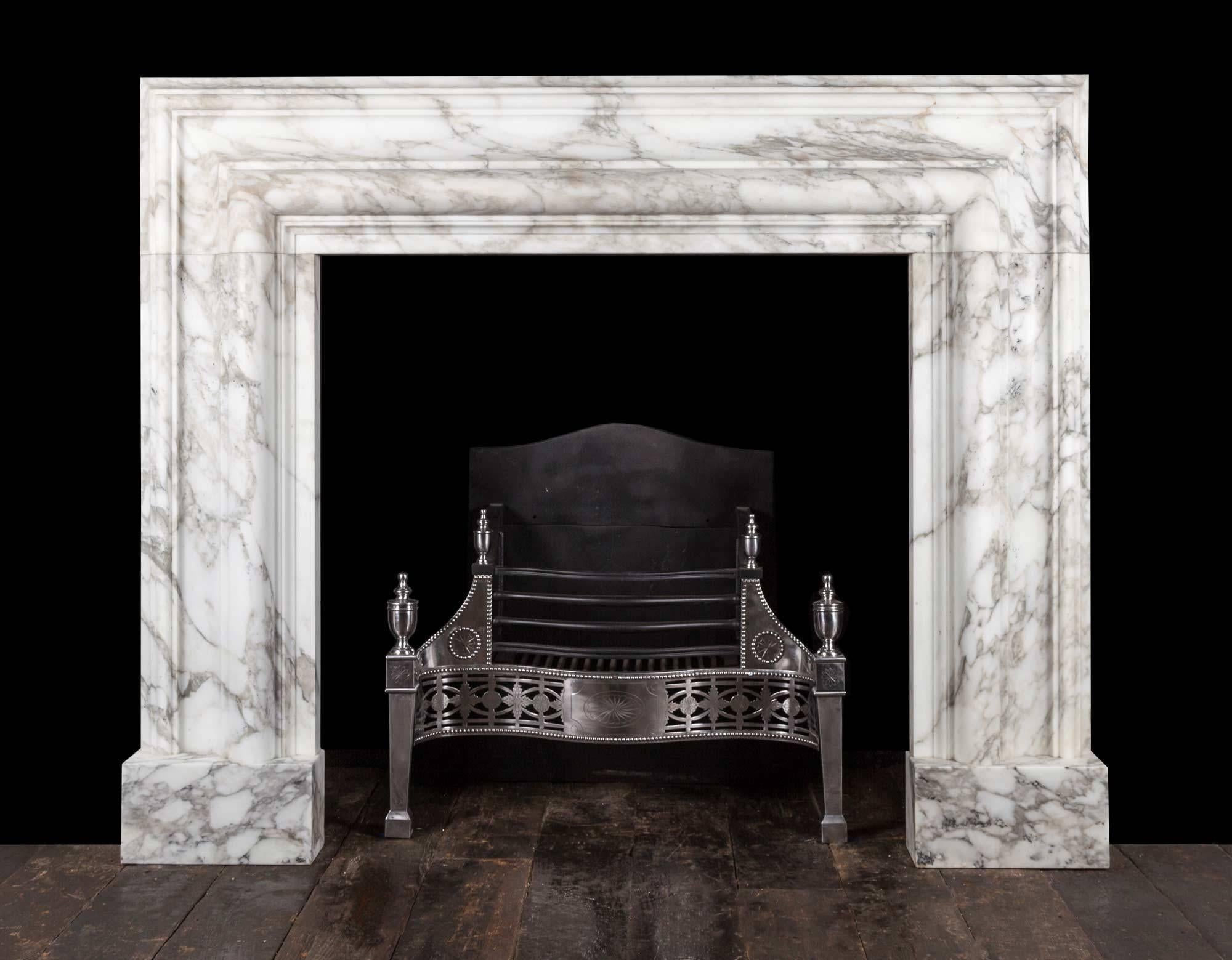 Northern Irish Ryan & Smith, Arabscato Bolection Fireplace