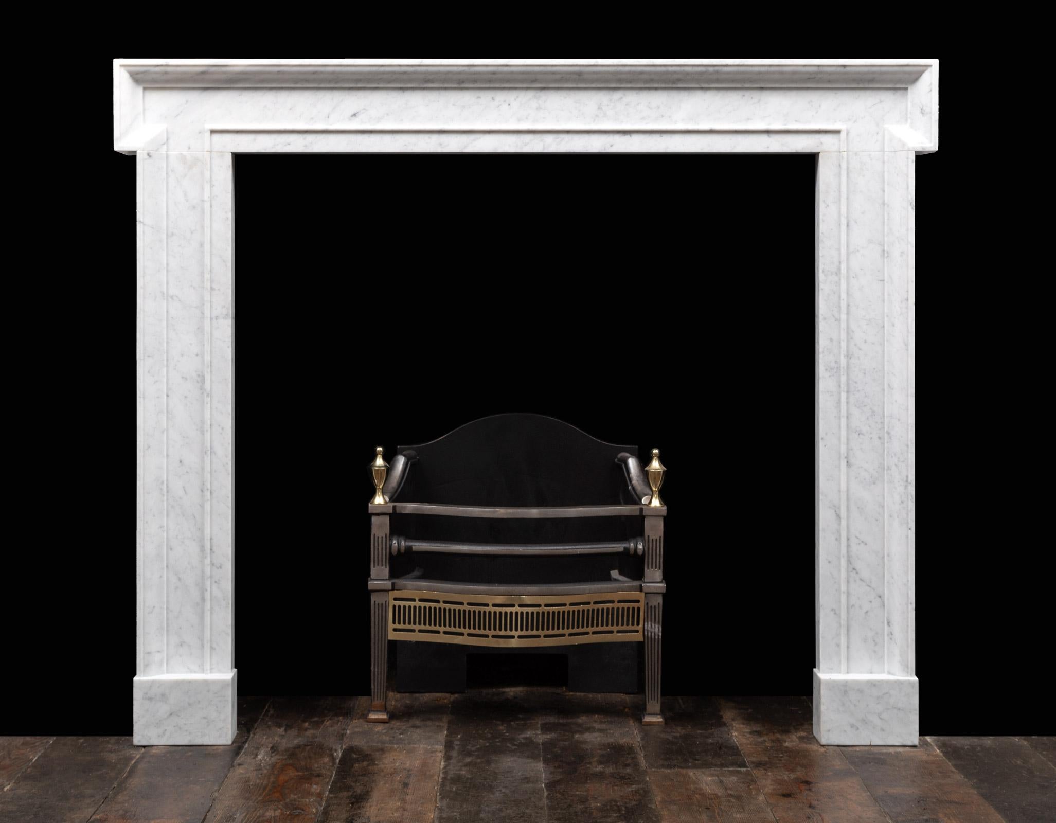Northern Irish Ryan & Smith Carrara Marble Fireplace Mantle For Sale