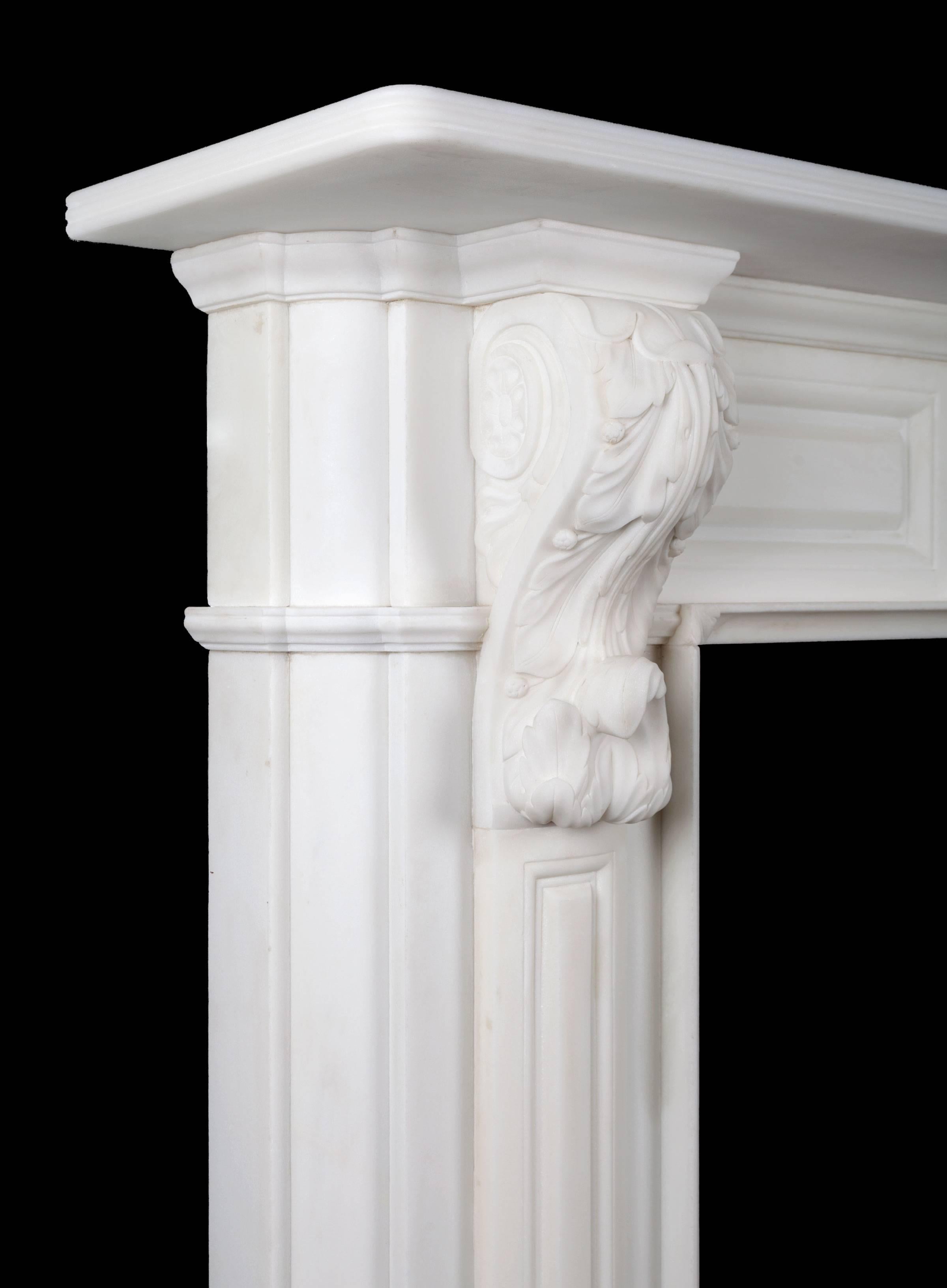 Regency Ryan & Smith Carved Irish Corbel Fireplace For Sale