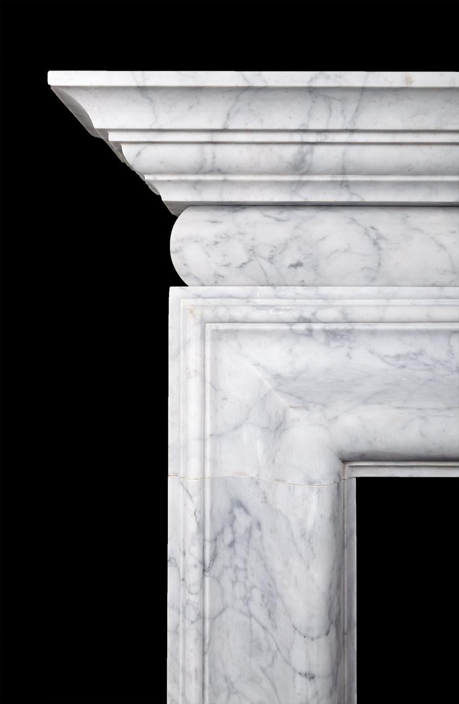 Baroque Ryan & Smith Italian Carrara Marble Fireplace For Sale