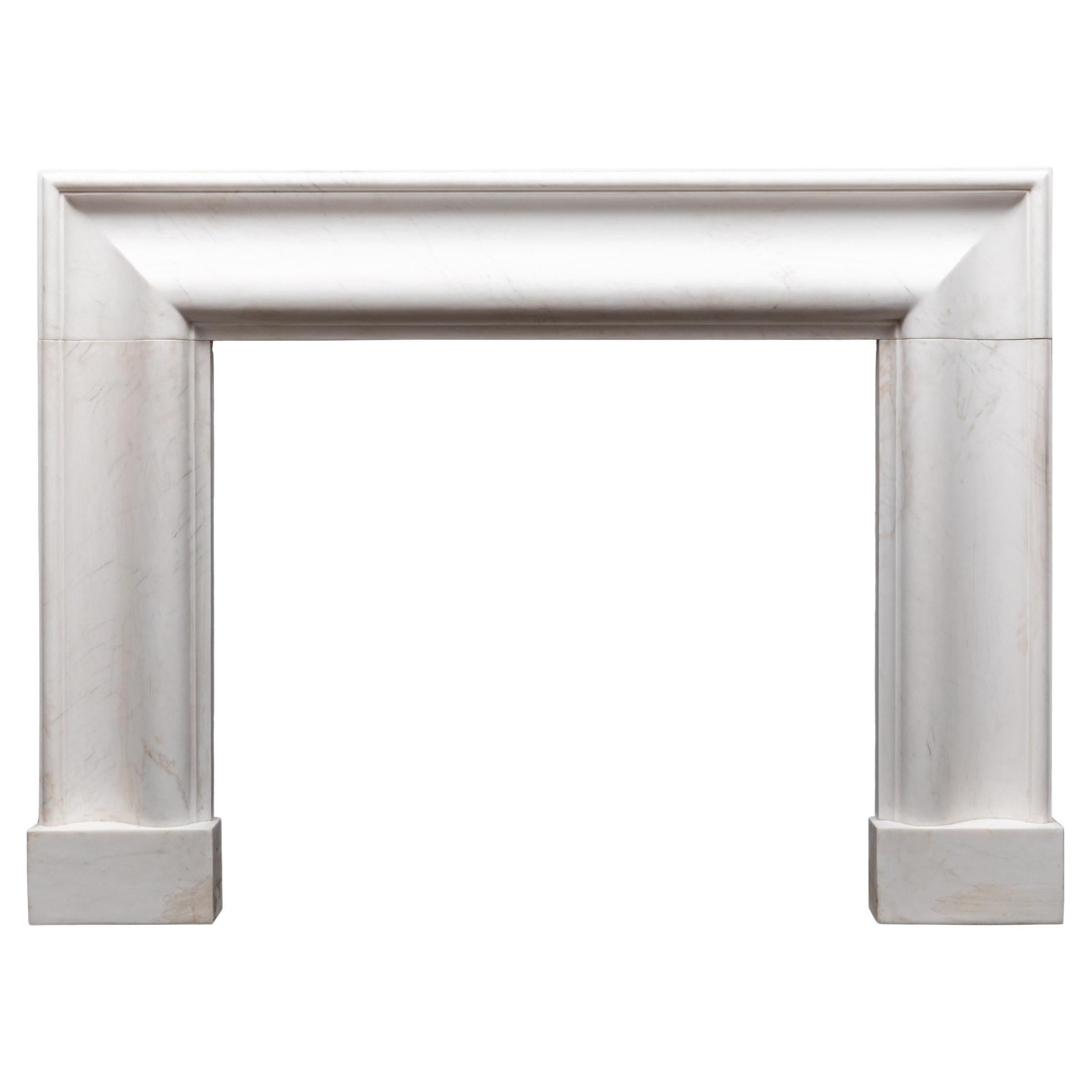 Ryan & Smith Large White Marble Bolection Fireplace Mantel For Sale