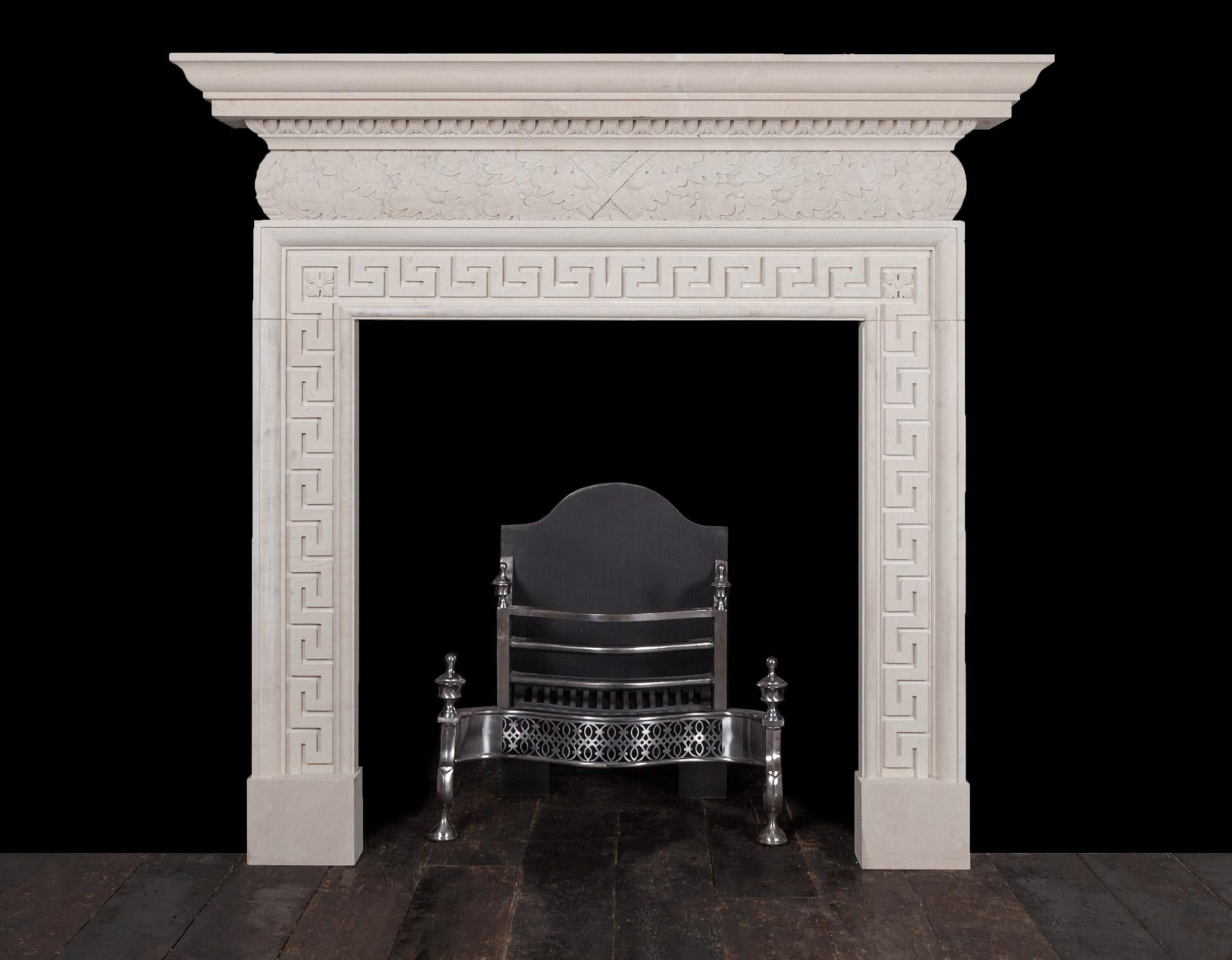 Ryan & Smith Lissadel Hand-Carved English Portland Stone Fireplace In Excellent Condition In Tyrone, Northern Ireland