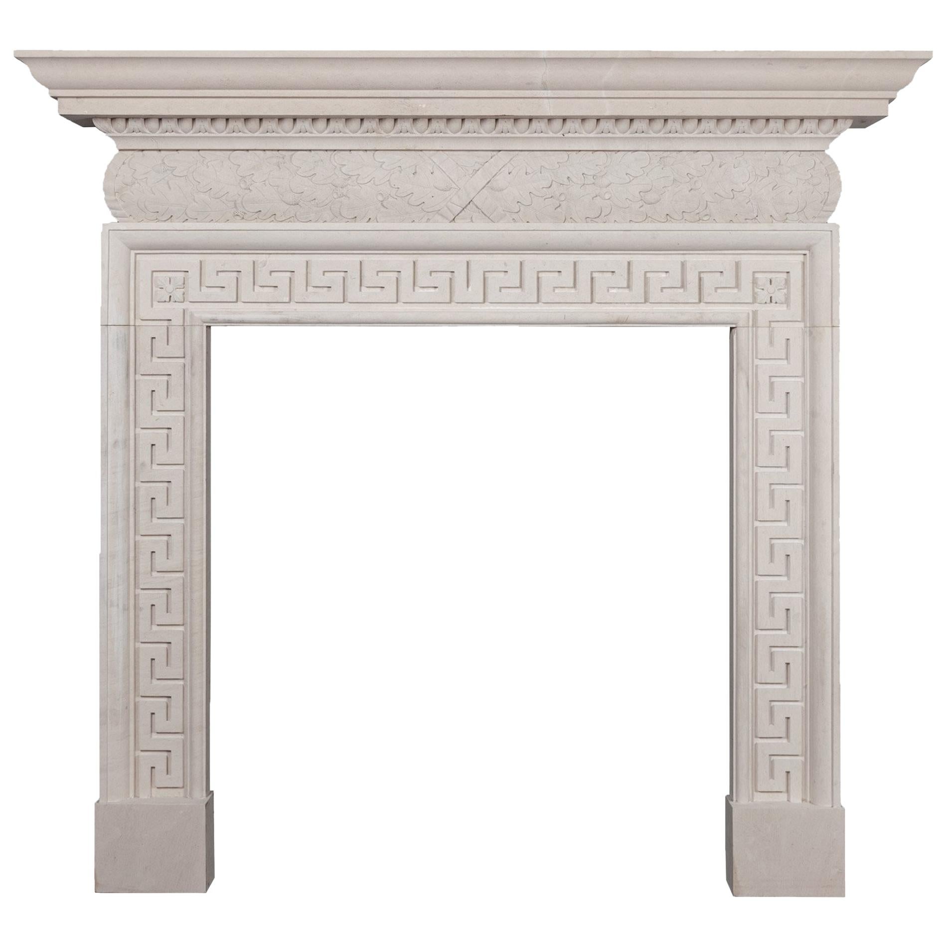 Ryan & Smith Lissadel Hand-Carved English Portland Stone Fireplace