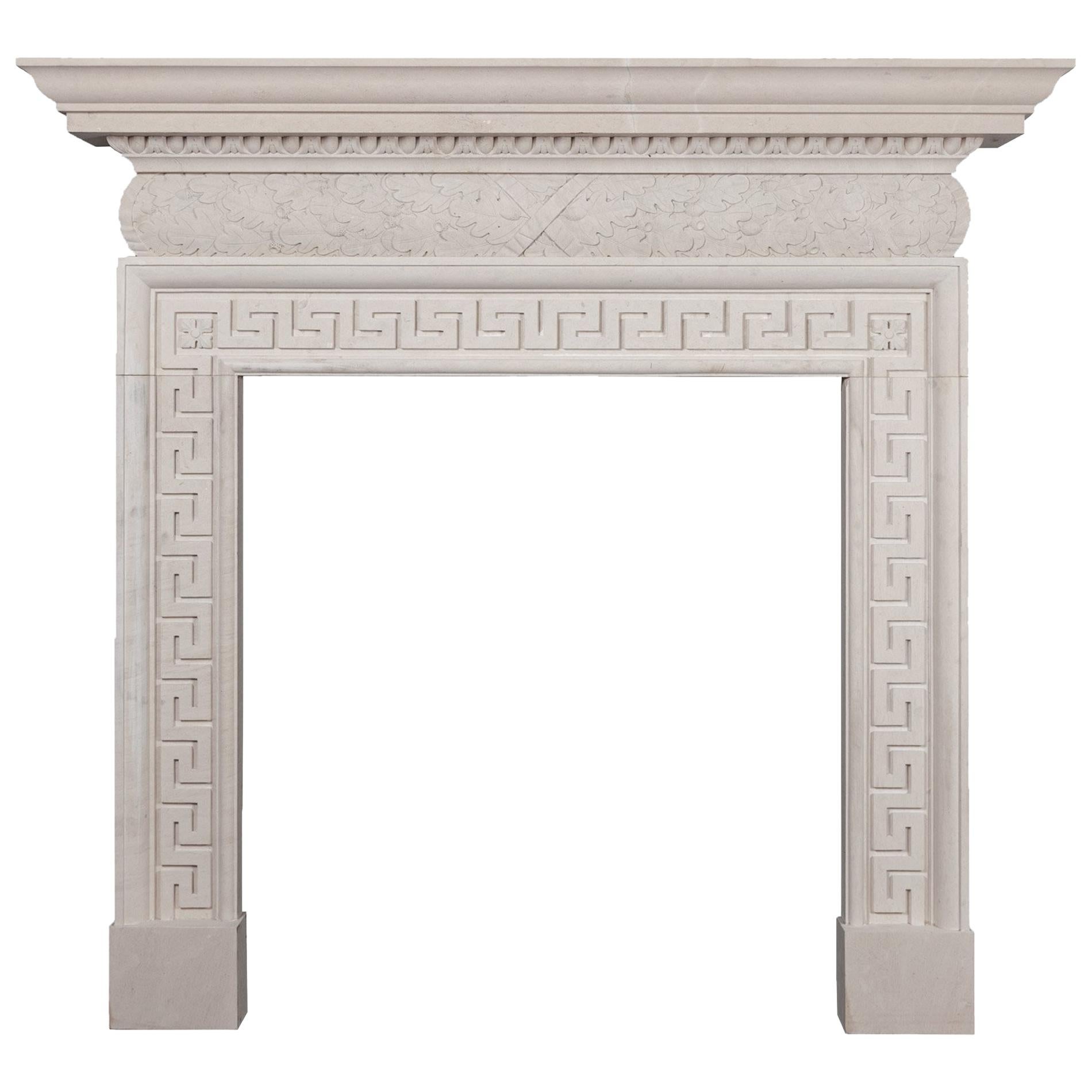 Antique English Carved Portland Stone Fireplace Mantel At 1stDibs