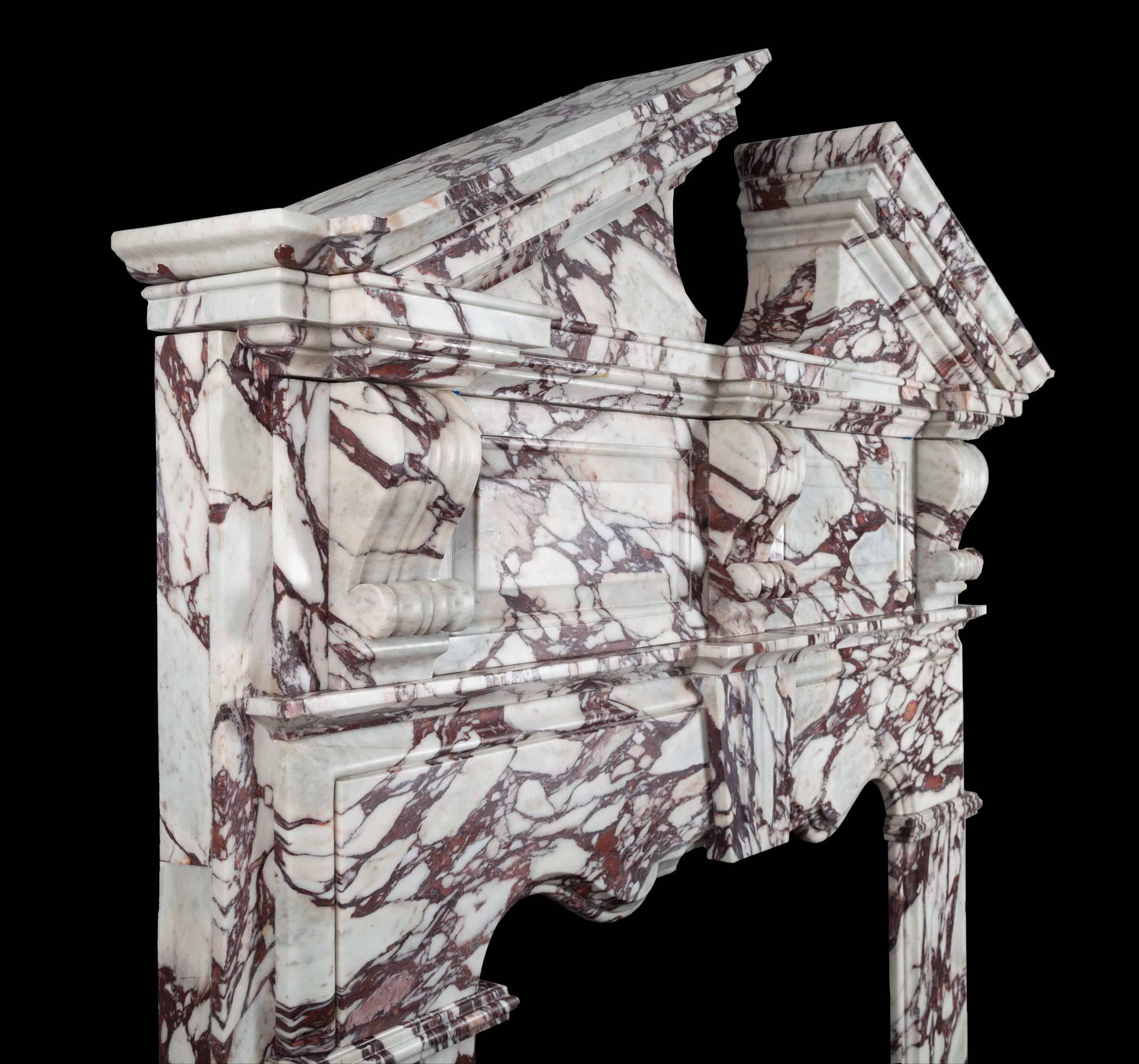Palladian Ryan & Smith Pearce Breccia Viola Marble Mantelpiece For Sale