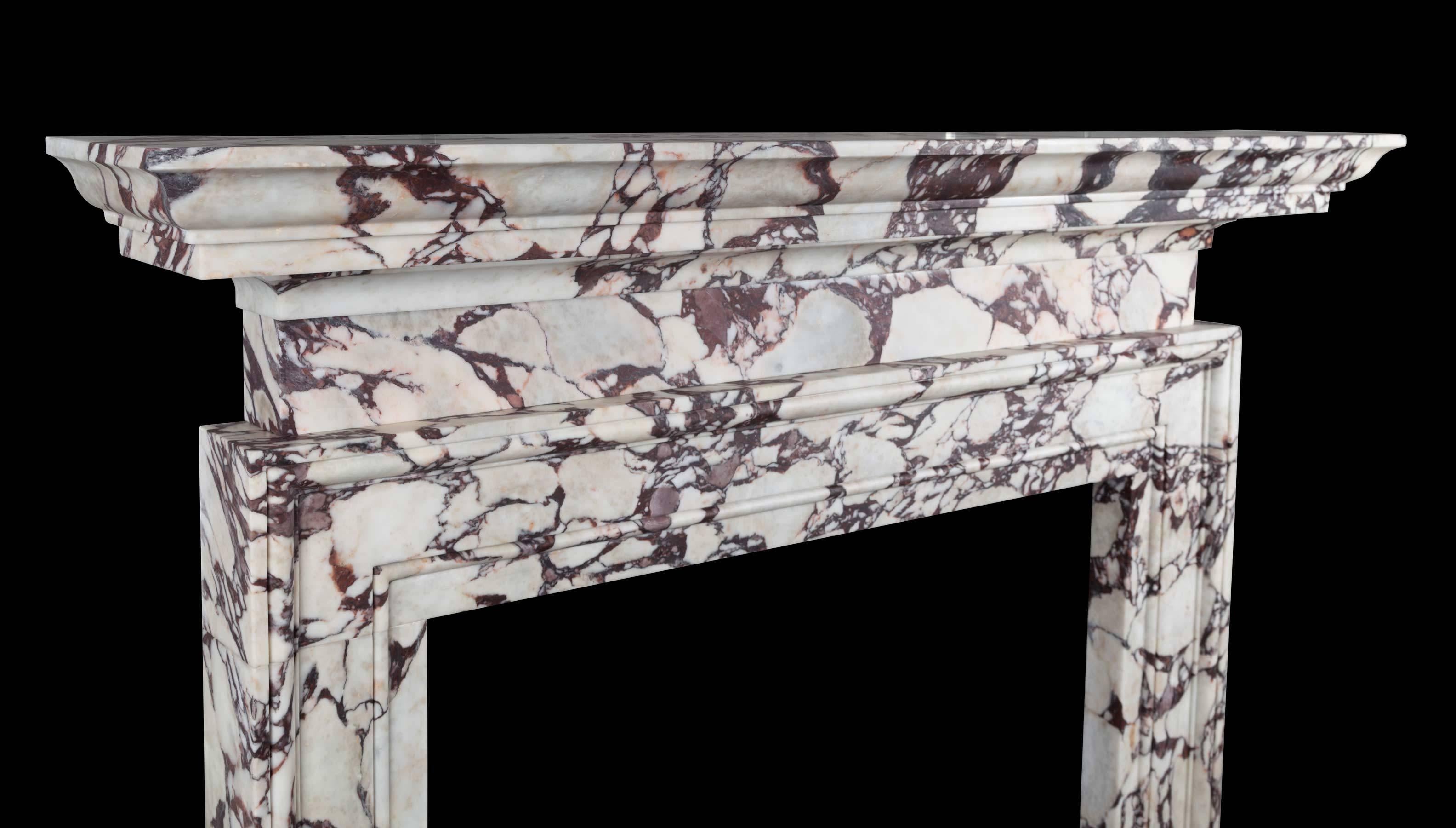 calacatta viola marble fireplace