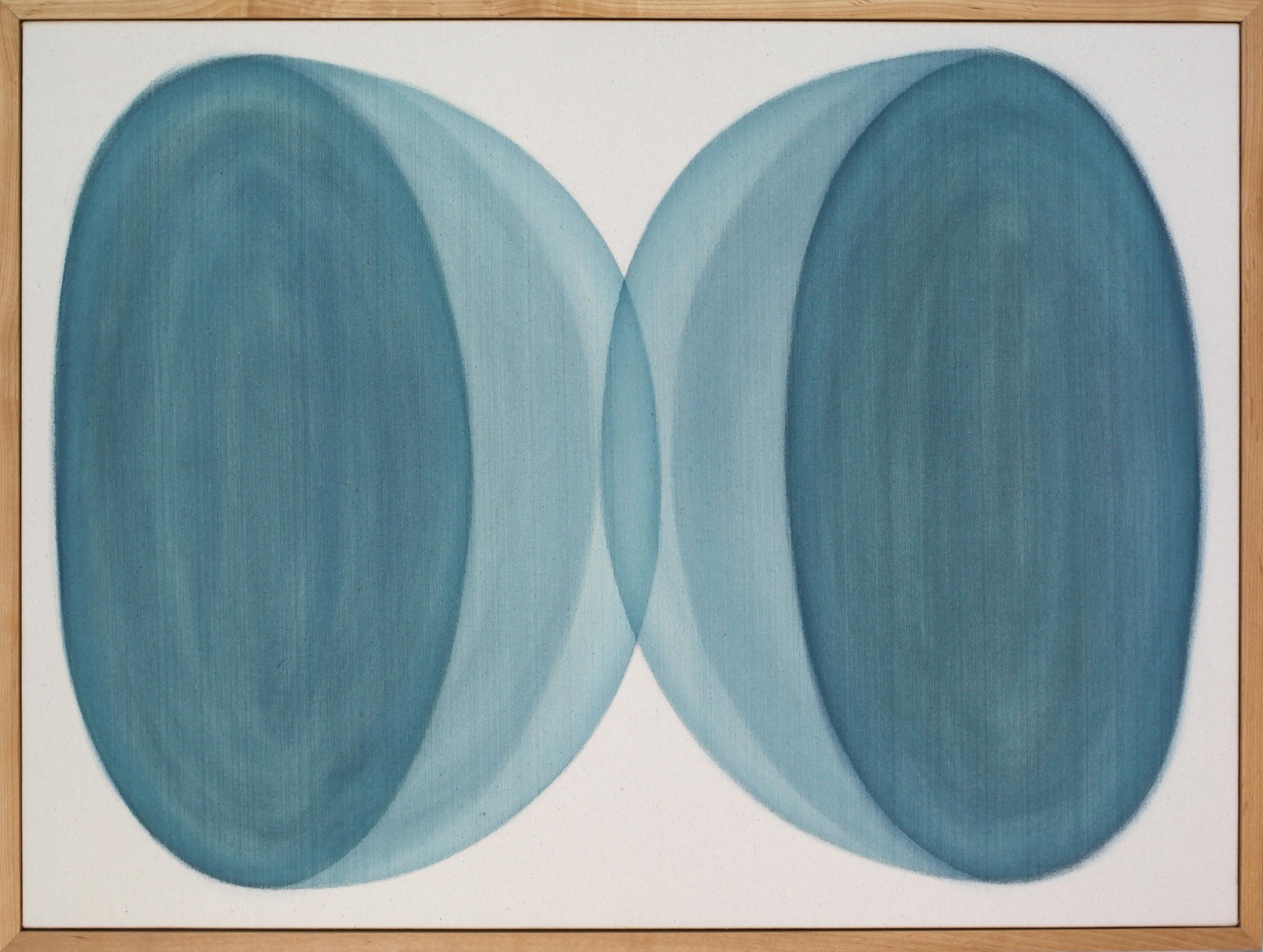 Ryan Snow Abstract Painting – Halbkreise in Teal, Nr. 1