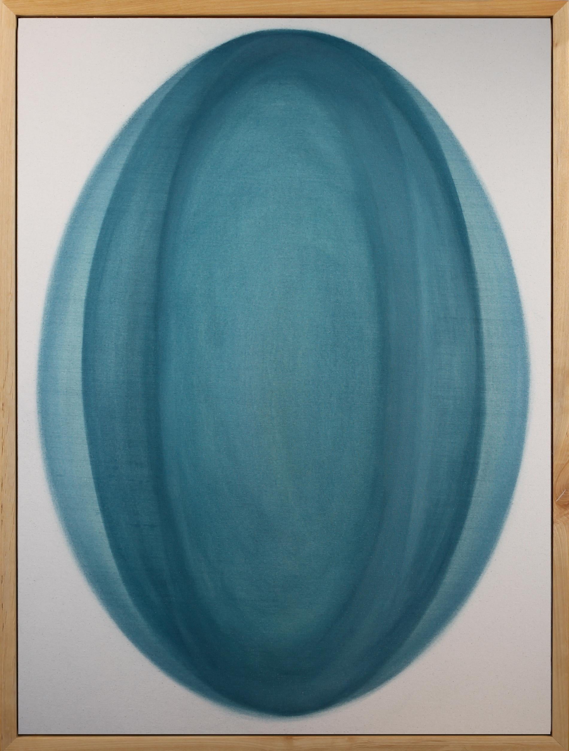Ryan Snow Abstract Painting - 	 Oval Orb In Teal no. 1