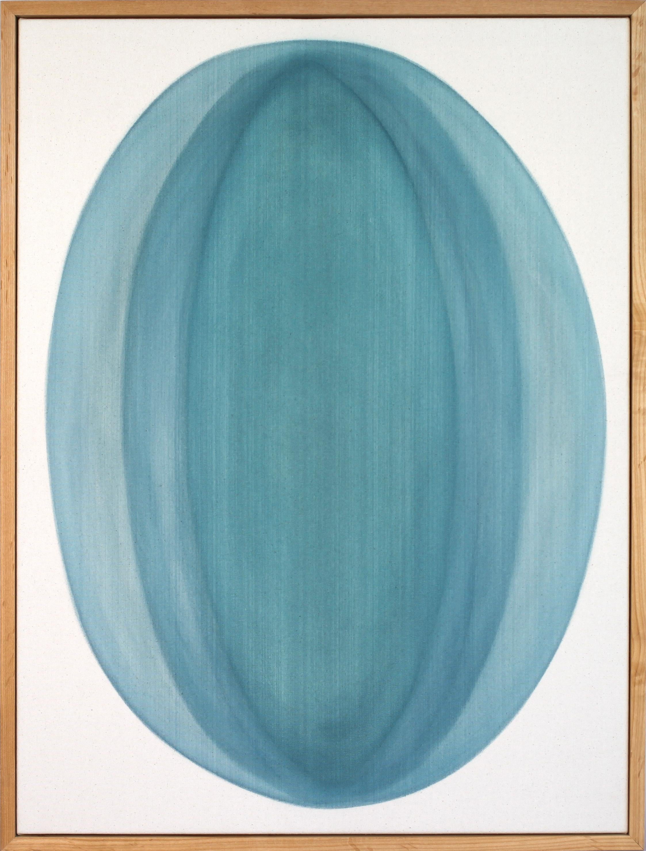 Ryan Snow Abstract Painting - Oval Orb in Teal no. 2