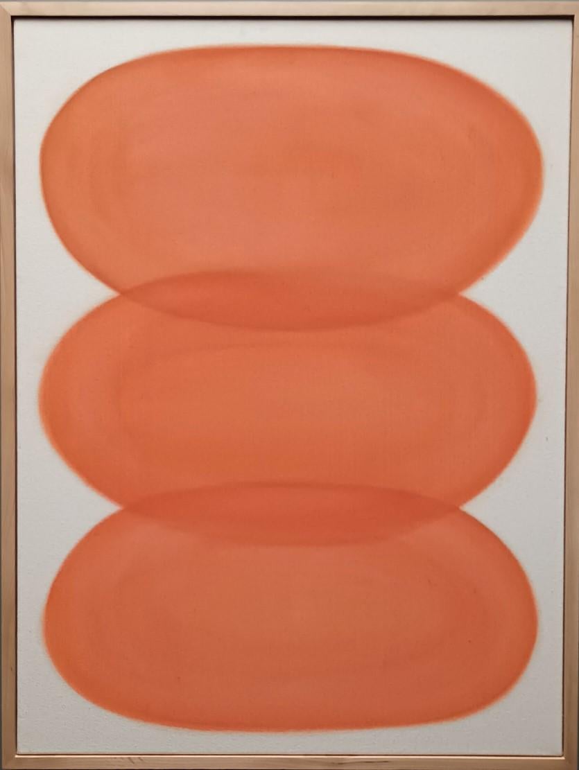 Ryan Snow Abstract Painting – Ovale Spiegel in Rot-Orange, Nr. 1