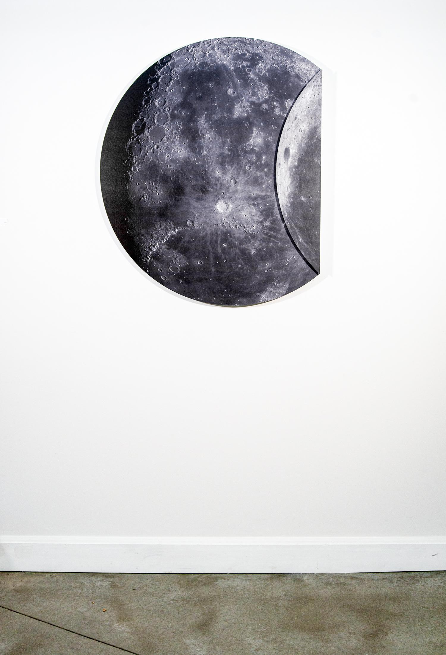 Folded Moon, large 3/20 - detailed, photography, shaped tondo wall relief - Contemporary Mixed Media Art by Ryan Van Der Hout