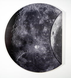 Folded Moon, large 3/20 - detailed, photography, shaped tondo wall relief