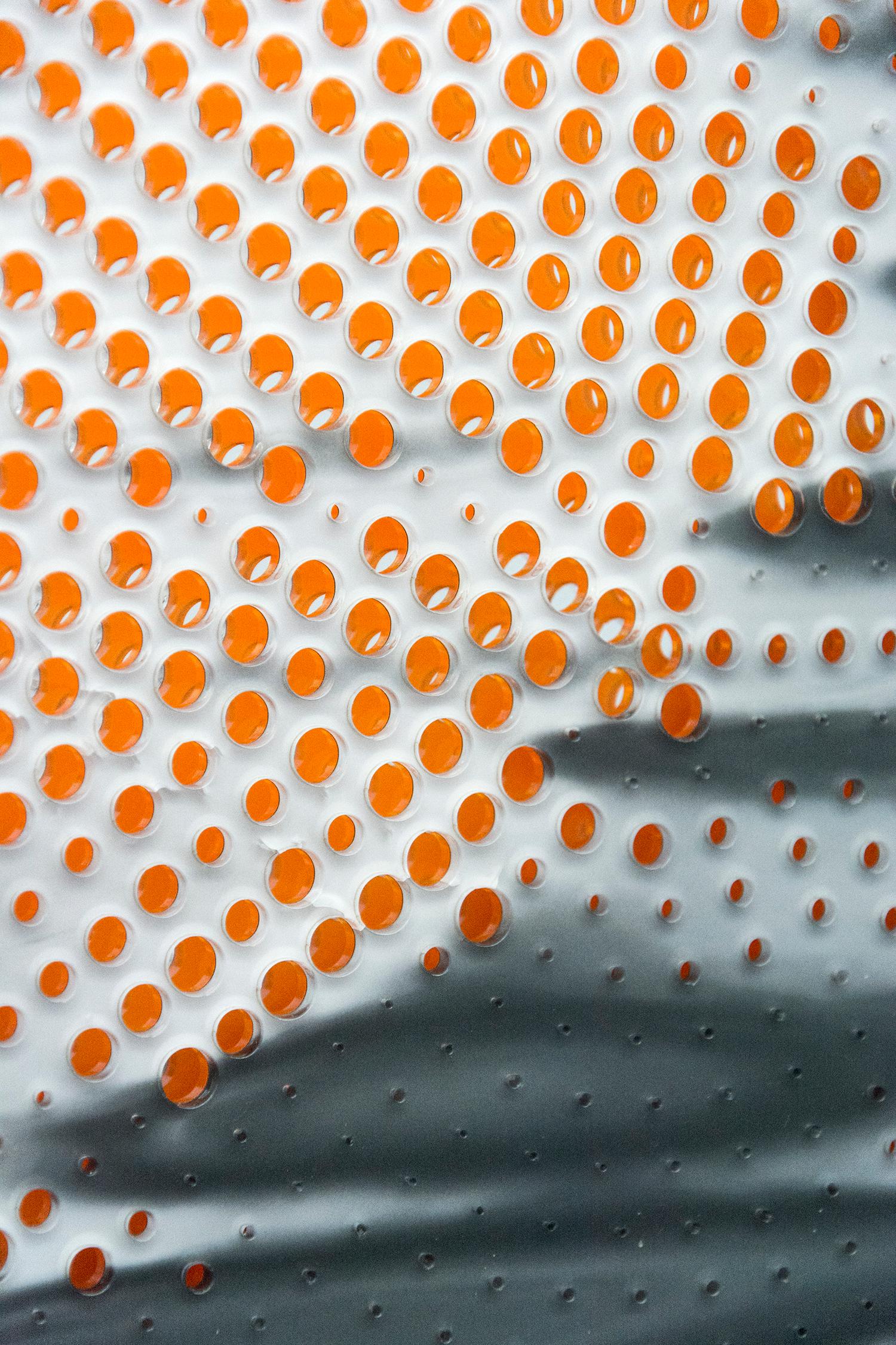 Ripple 1/10 - reflective tondo, black, white orange, photography, wall relief - Contemporary Photograph by Ryan Van Der Hout