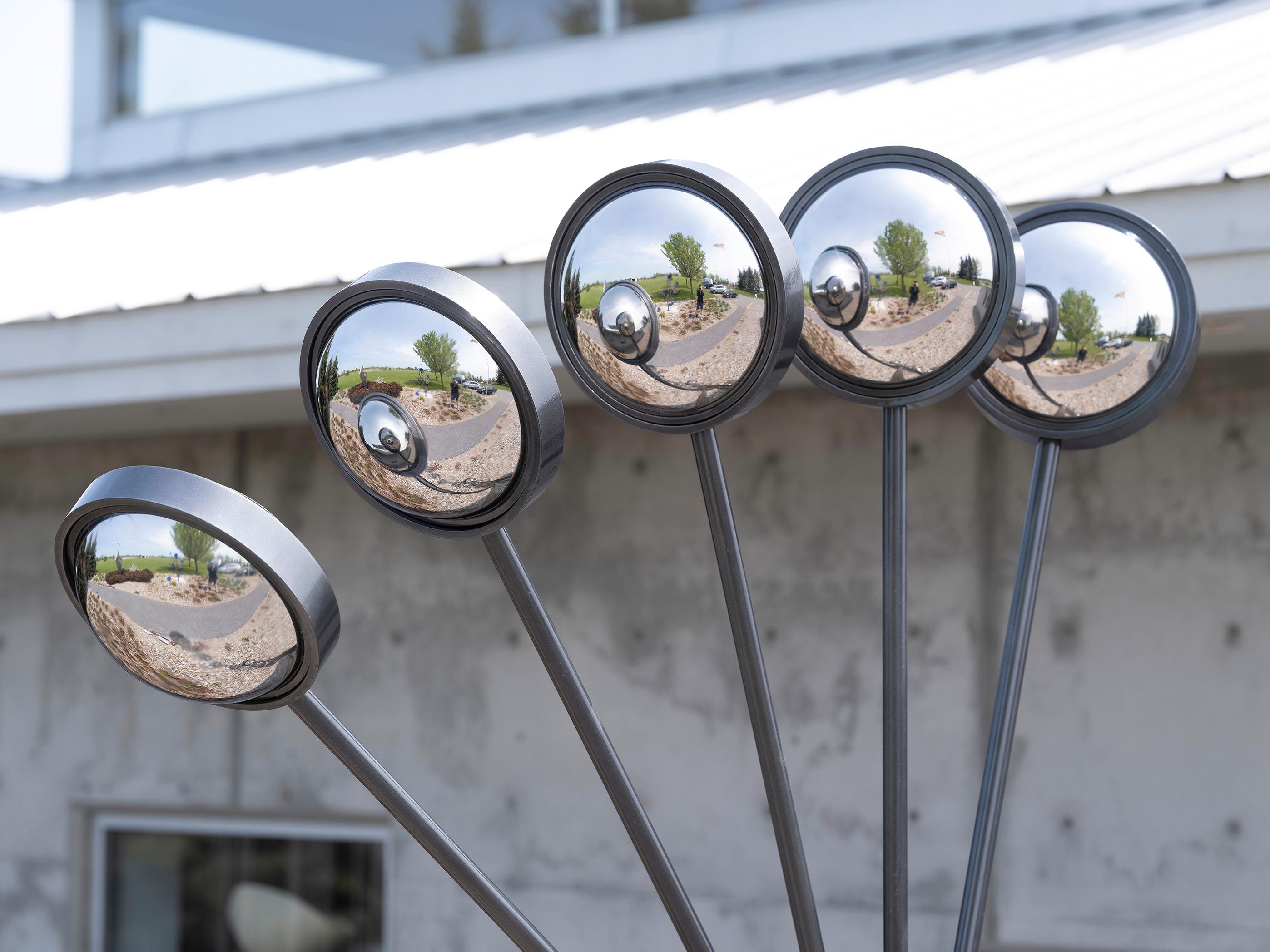 Mirror Mirror - geometric abstract, powder coated outdoor steel sculpture - Abstract Geometric Sculpture by Ryan Van Der Hout
