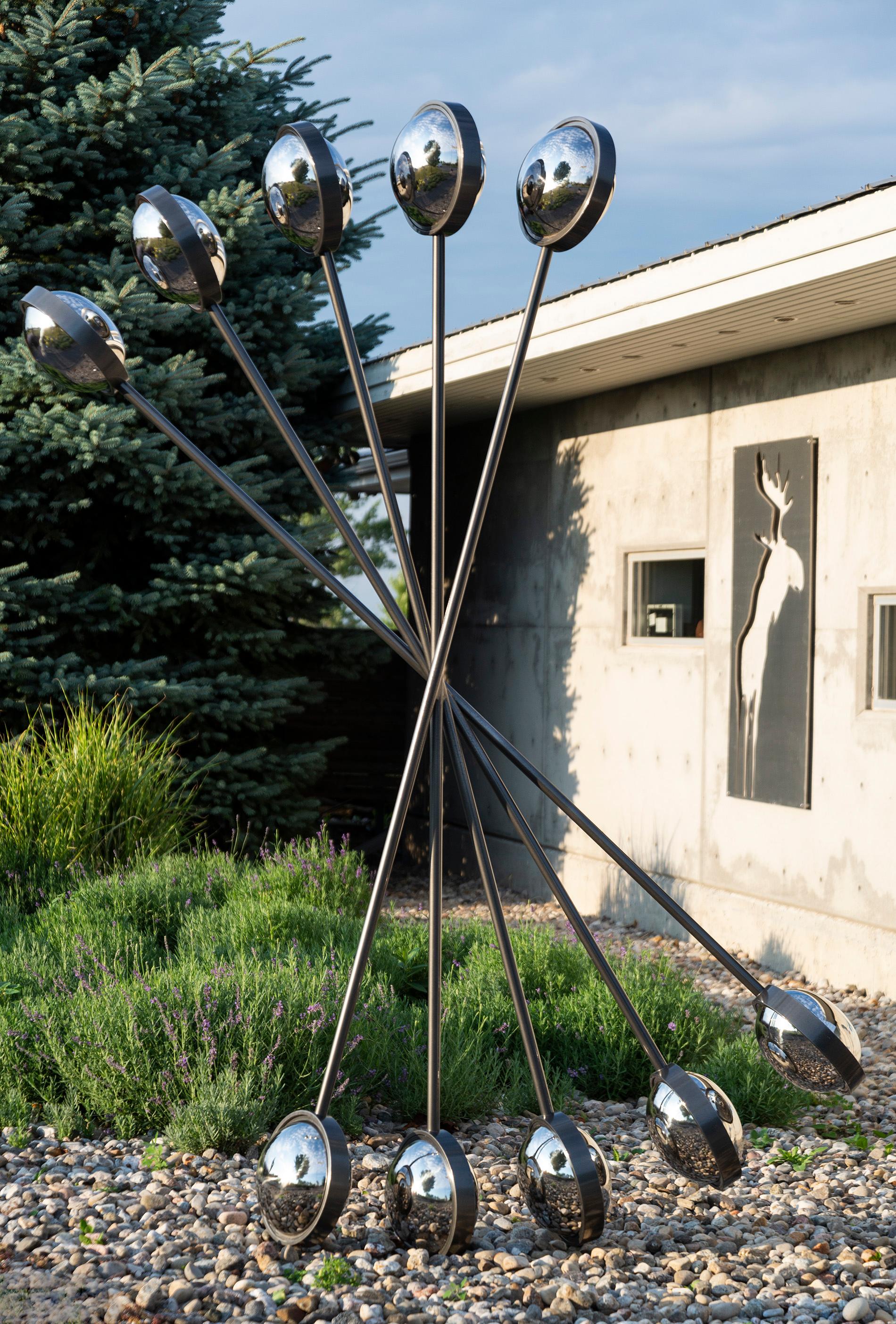 Mirror Mirror - geometric abstract, powder coated outdoor steel sculpture For Sale 4
