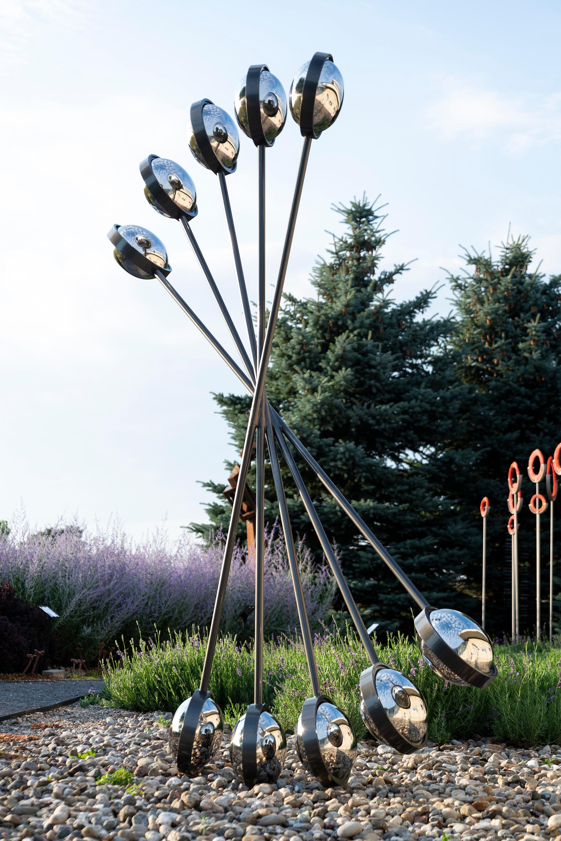 Mirror Mirror - geometric abstract, powder coated outdoor steel sculpture For Sale 5