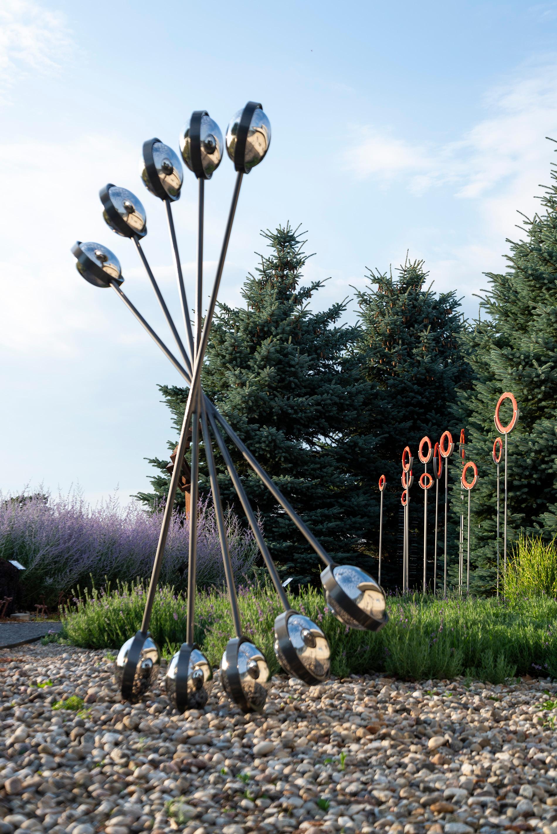 Mirror Mirror - geometric abstract, powder coated outdoor steel sculpture For Sale 6