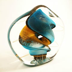 RYBKA - Vintage Carved Studio Glass Paperweight - Signed - Circa 2003