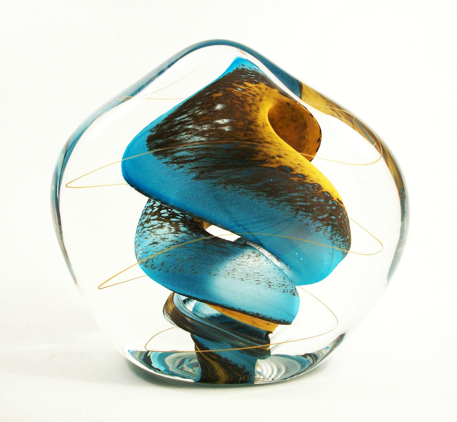 RYBKA - Vintage Carved Studio Glass Paperweight - Signed - Circa 2003 In Good Condition For Sale In Chatham, ON
