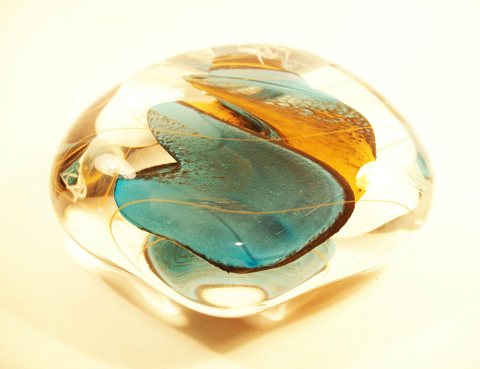Art Glass RYBKA - Vintage Carved Studio Glass Paperweight - Signed - Circa 2003 For Sale