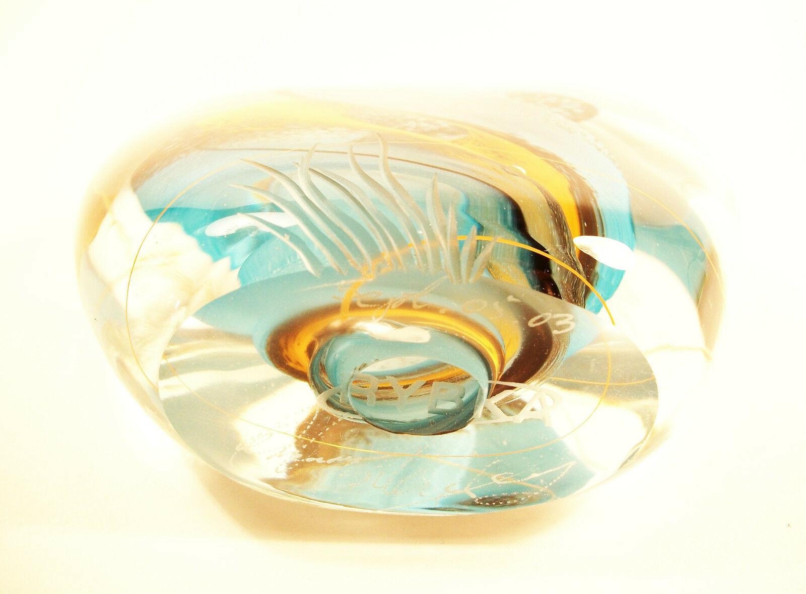 RYBKA - Vintage Carved Studio Glass Paperweight - Signed - Circa 2003 For Sale 1