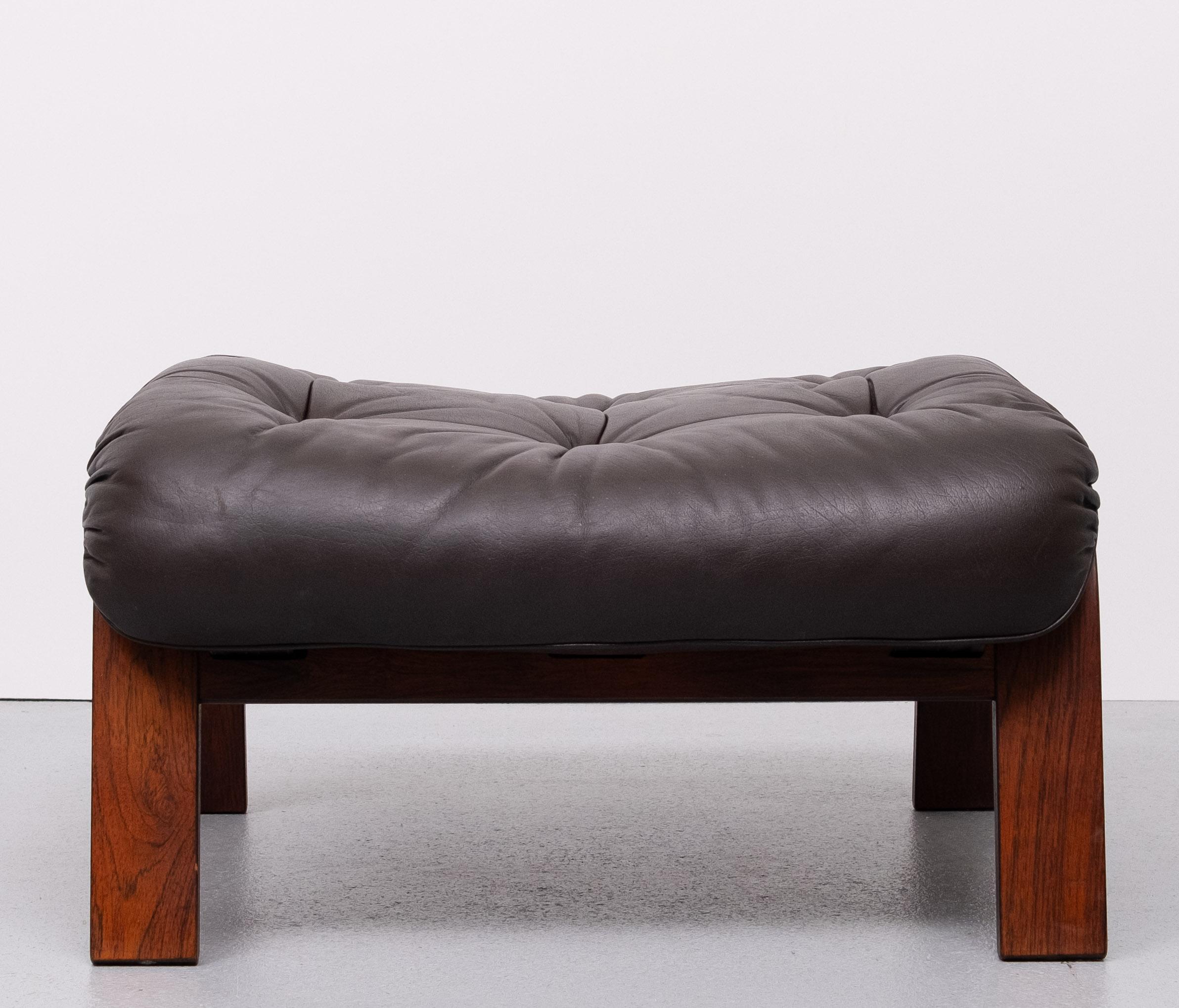 Fin du 20e siècle Rybo Rykken  Pouf en cuir, Norvège, années 1970 en vente
