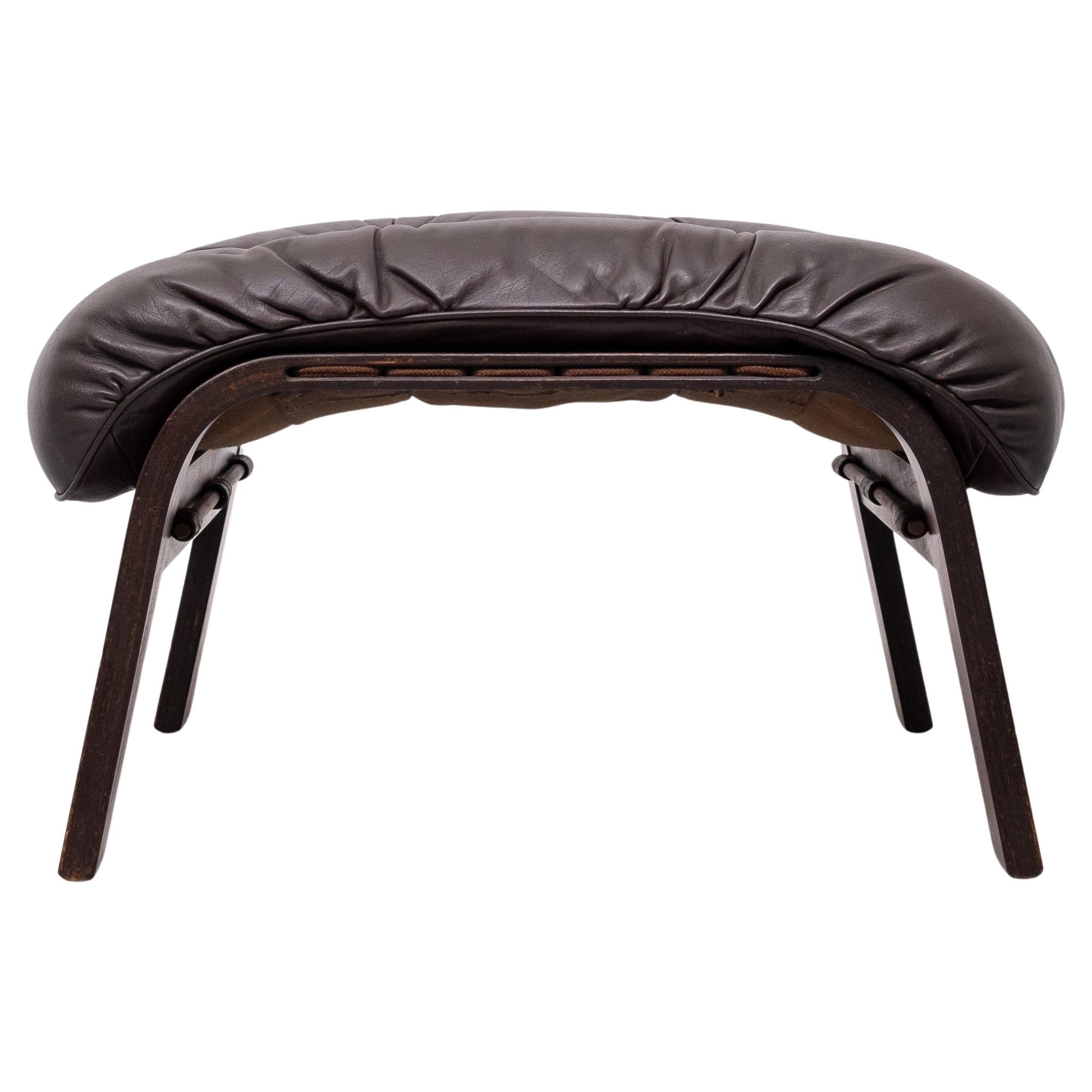 RyBo Rykken  Leather Ottoman. 1970s Norway