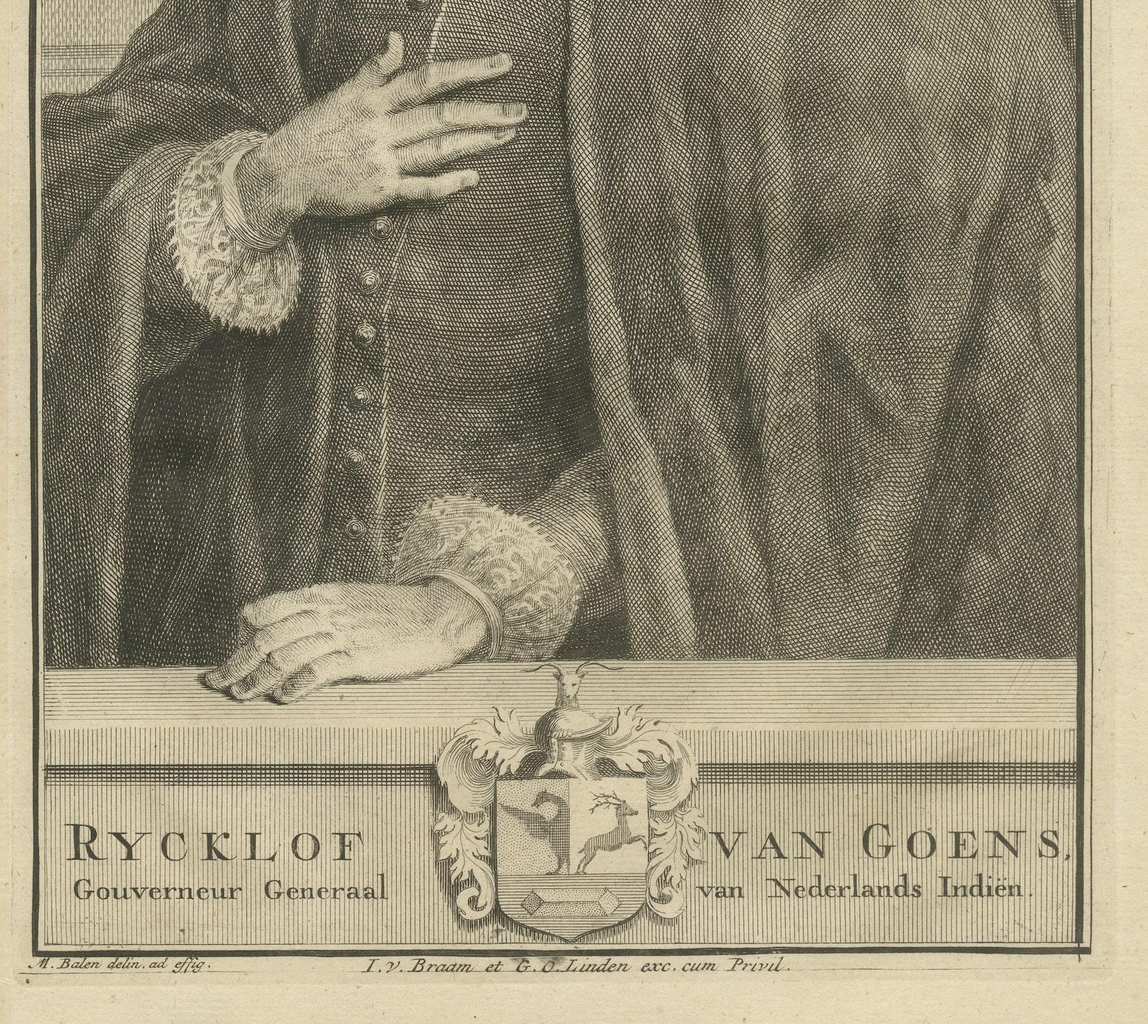 Engraved Rycklof van Goens: Formidable Governor-General of the VOC, Dutch East Indies For Sale