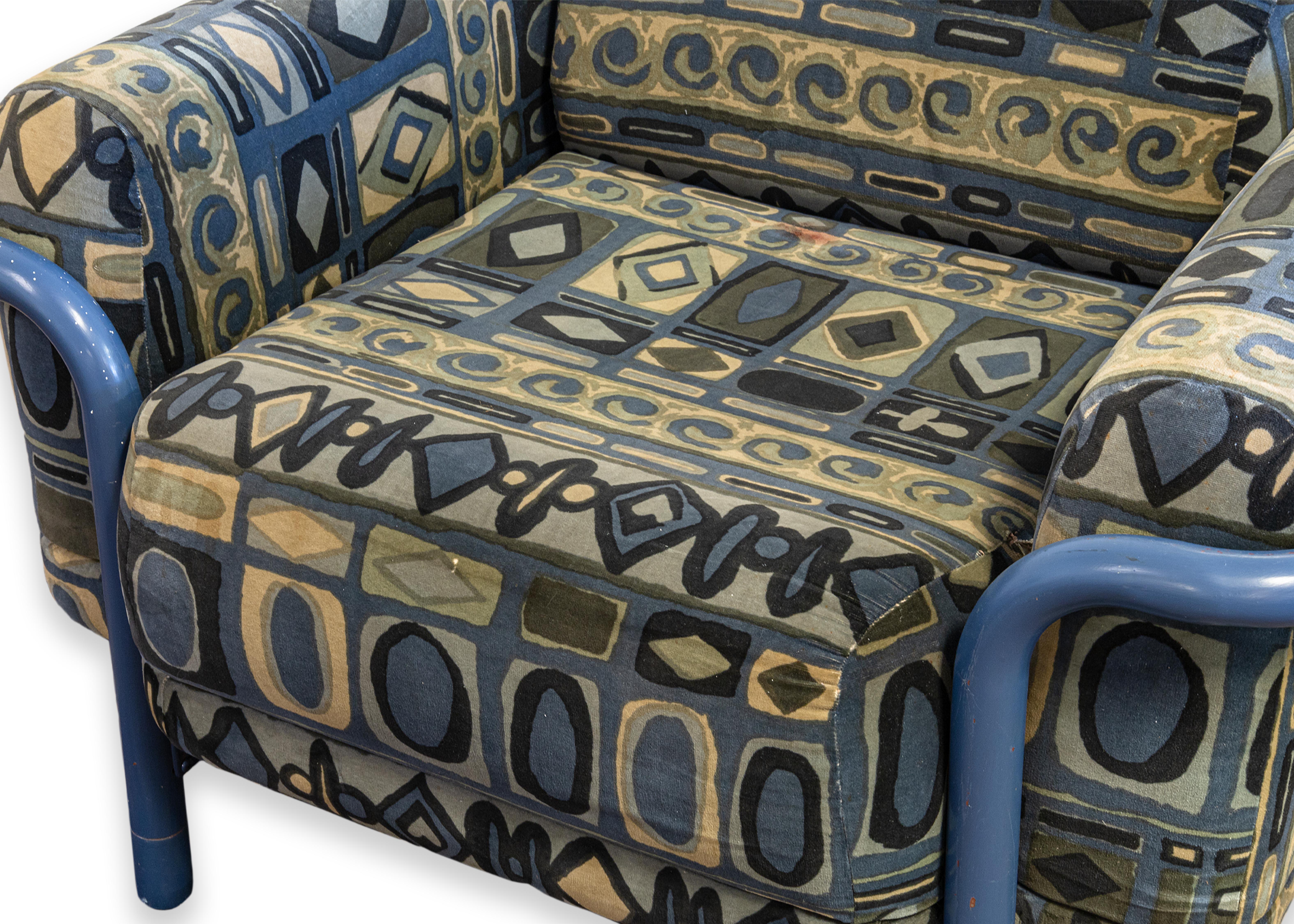 Acier Rye pour Marble Furniture Co. Prototype de chaise avec coussin en acier tubulaire Lenor Larsen en vente