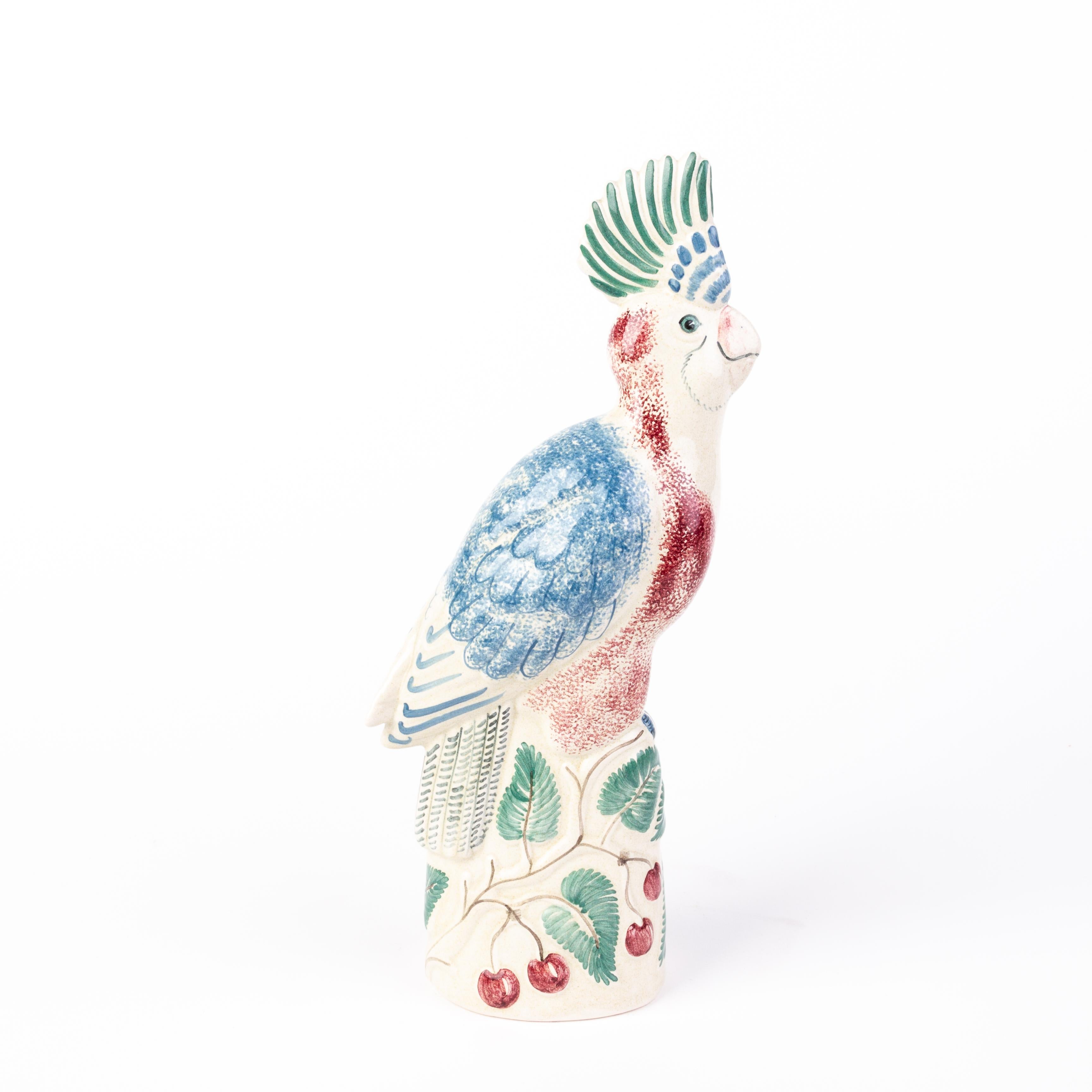 Rye Pottery Polychrome Parrot Figure In Good Condition For Sale In Nottingham, GB