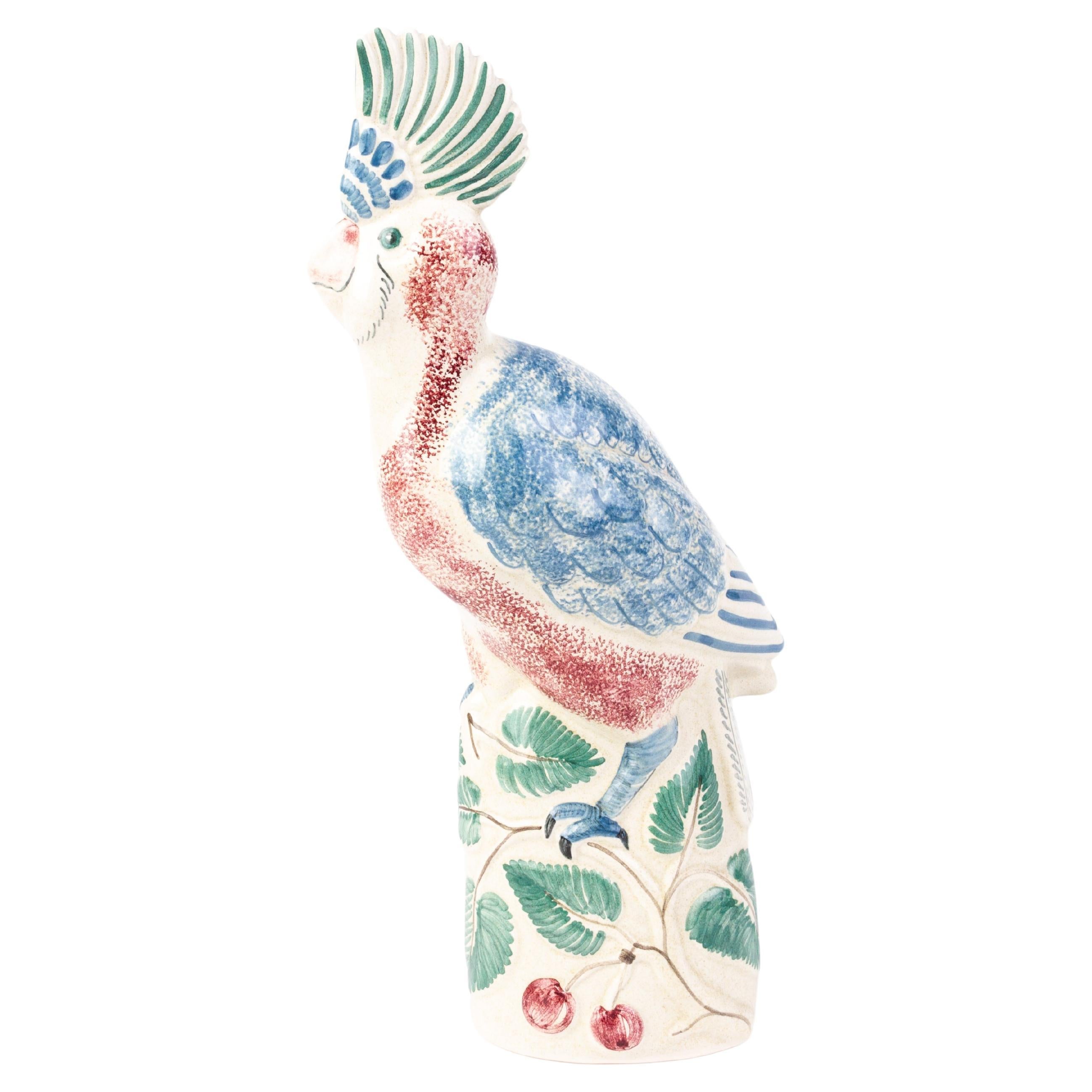 Rye Pottery Polychrome Parrot Figure For Sale