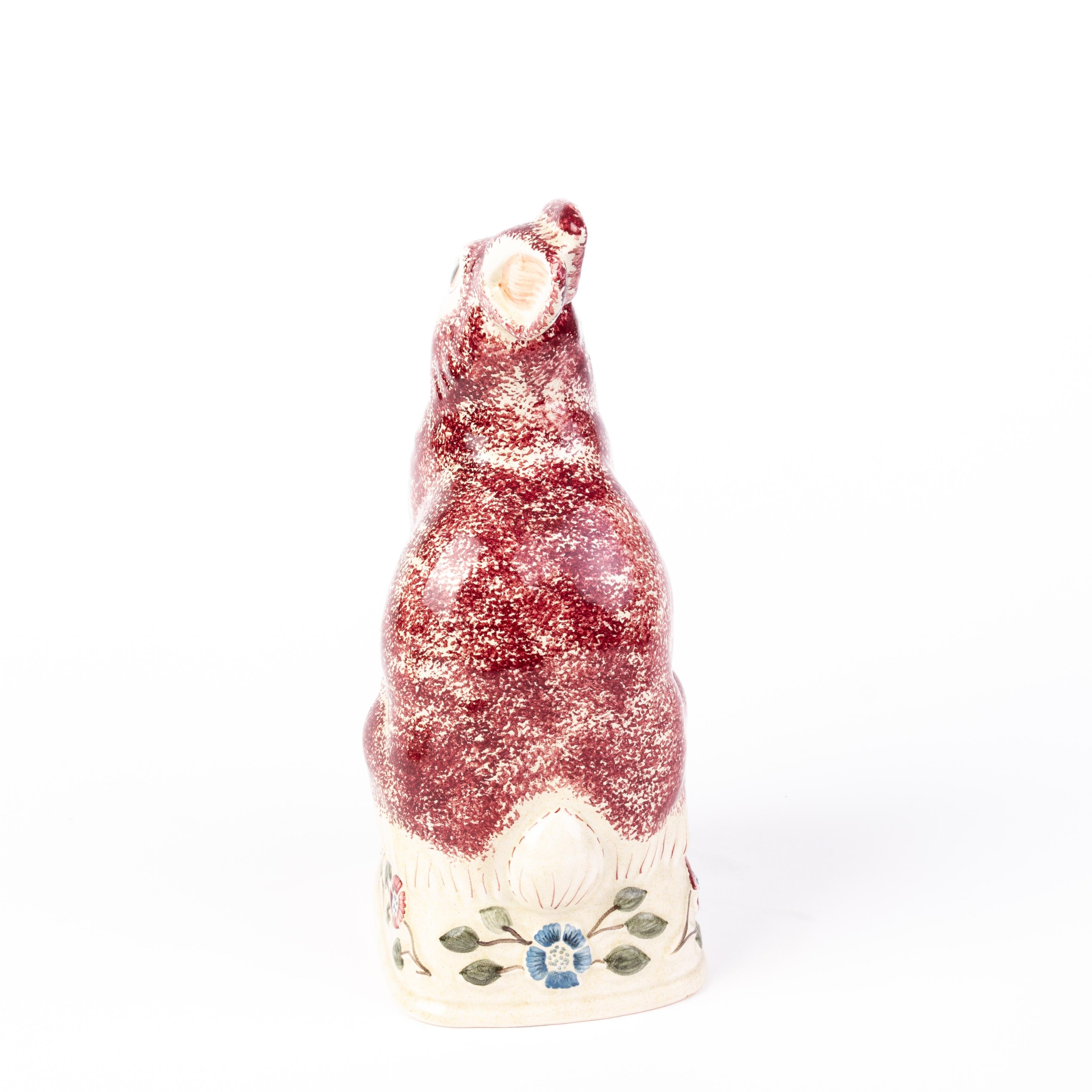 20th Century Rye Pottery Polychrome Rabbit Figure  For Sale