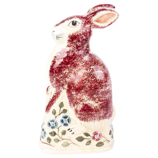 Rye Pottery Polychrome Rabbit Figure For Sale at 1stDibs
