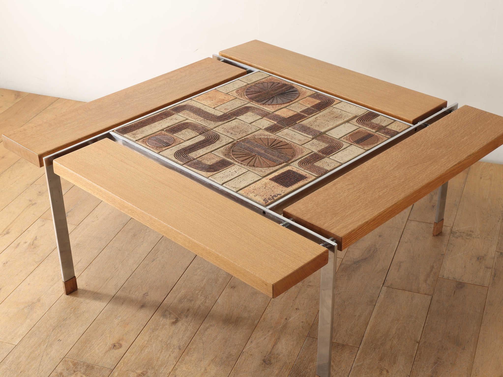 Scandinavian Modern Ryesberg Mobler Tile Top Coffee Table 1970's For Sale
