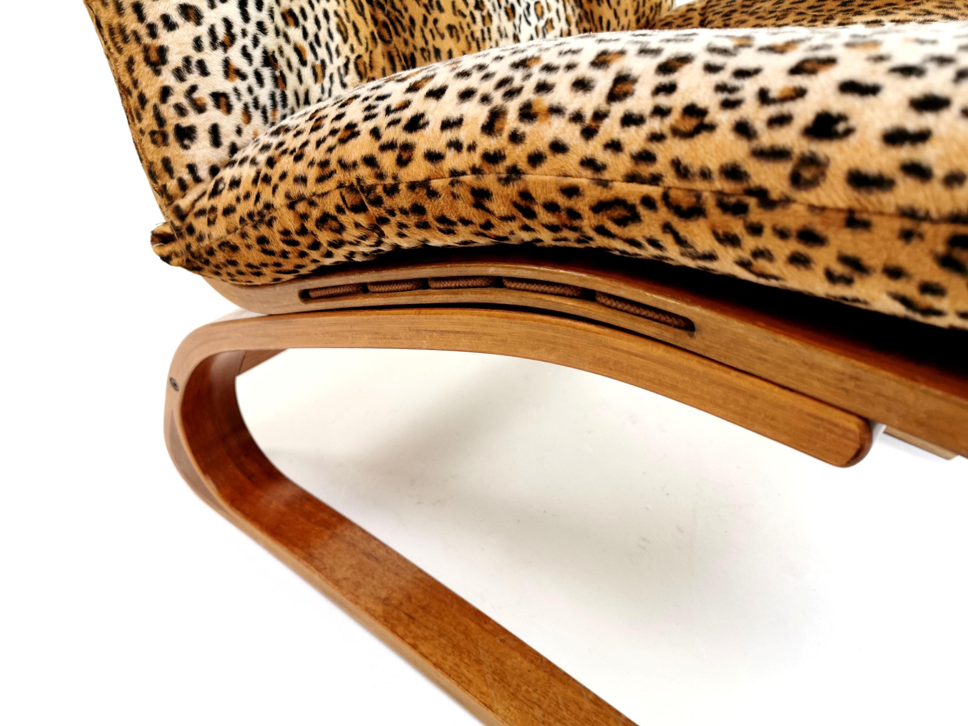 Norwegian Rykken Kengu Leopard Lounge Chair by Elsa and Nordahl Midcentury