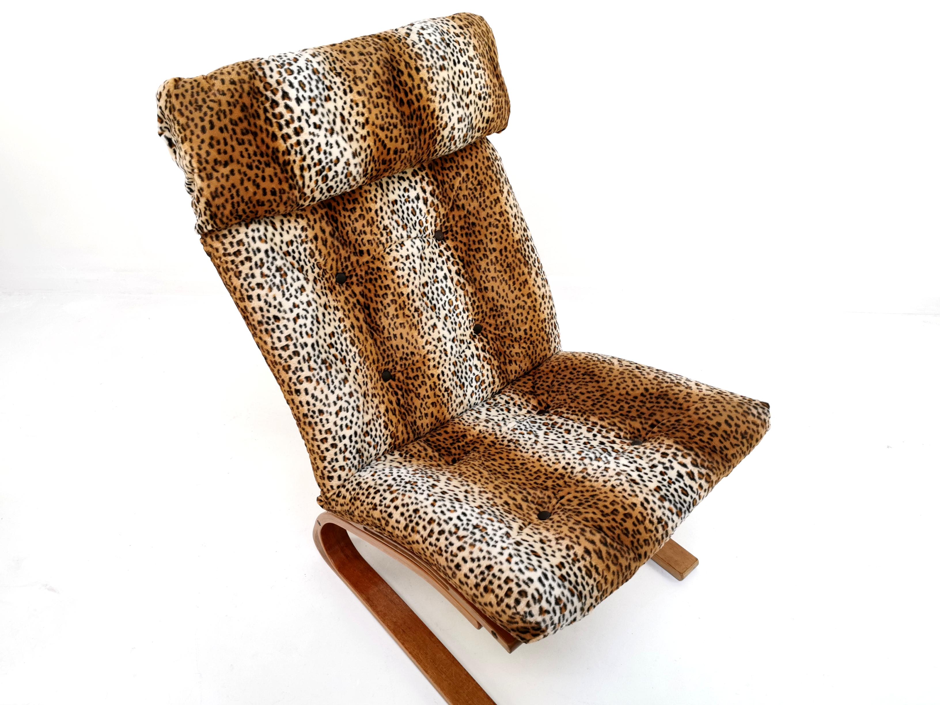 20th Century Rykken Kengu Leopard Lounge Chair by Elsa and Nordahl Midcentury