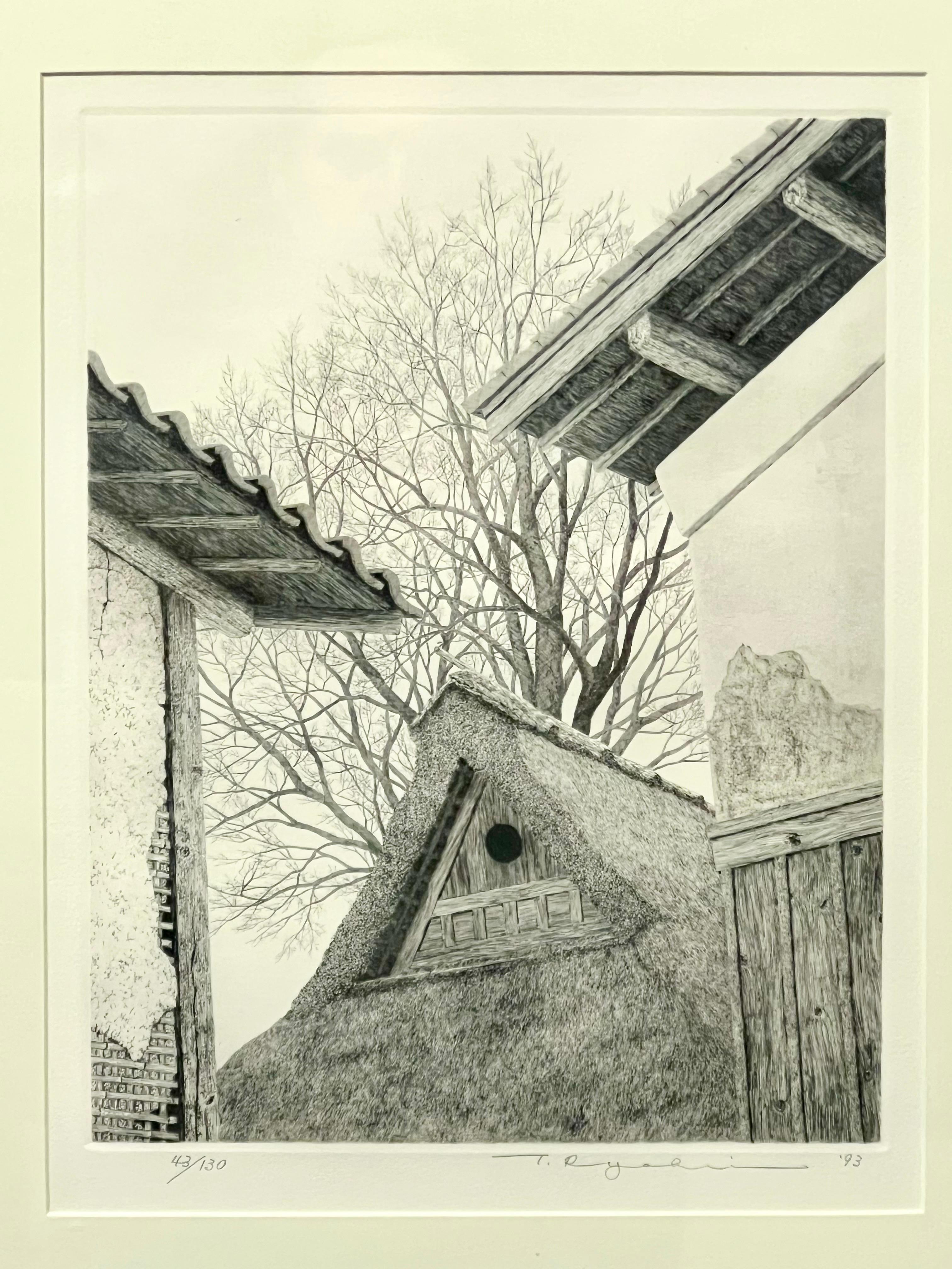 Modern Ryohei Tanaka Etching Japan c1993 For Sale