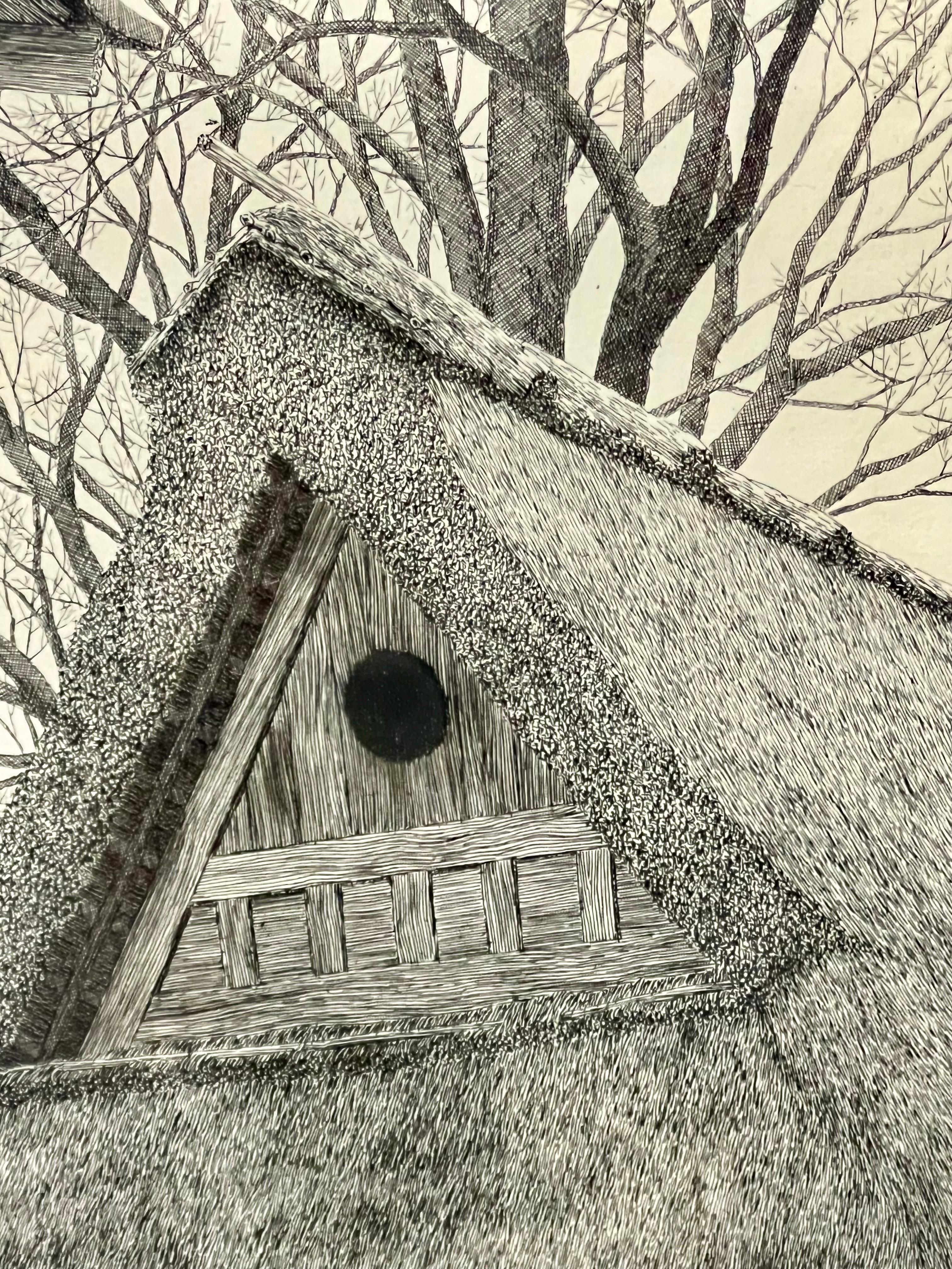 Japanese Ryohei Tanaka Etching Japan c1993 For Sale