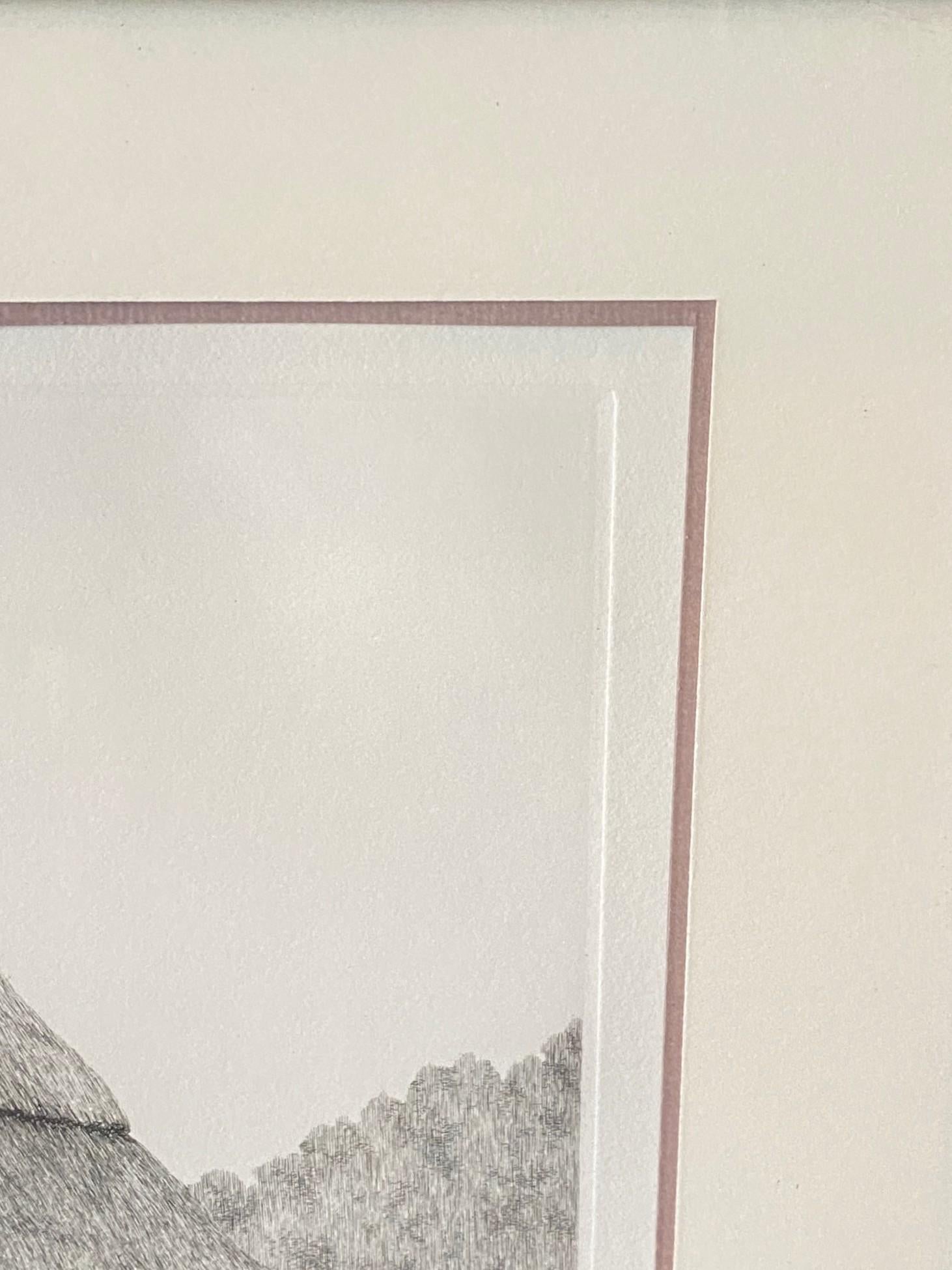 Tanaka Ryohei Tanaka Signée Grande Gravure Japonaise Edition Limitée Maison au toit de chaume en vente 7