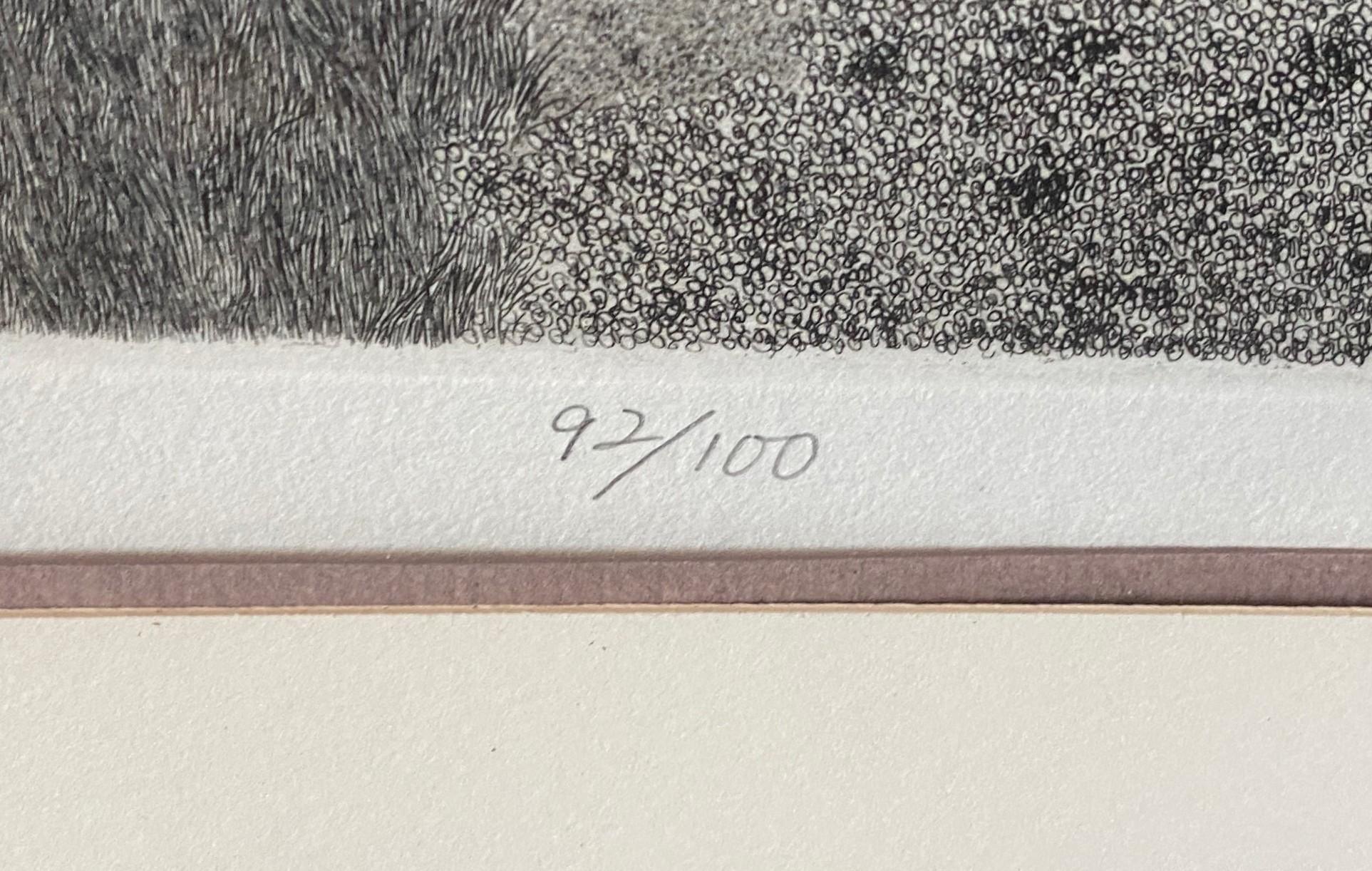 Tanaka Ryohei Tanaka Signée Grande Gravure Japonaise Edition Limitée Maison au toit de chaume en vente 11