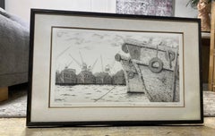 Ryohei Tanaka Signed Limited Edition Japanese Etching #190 Barge Pool No.1