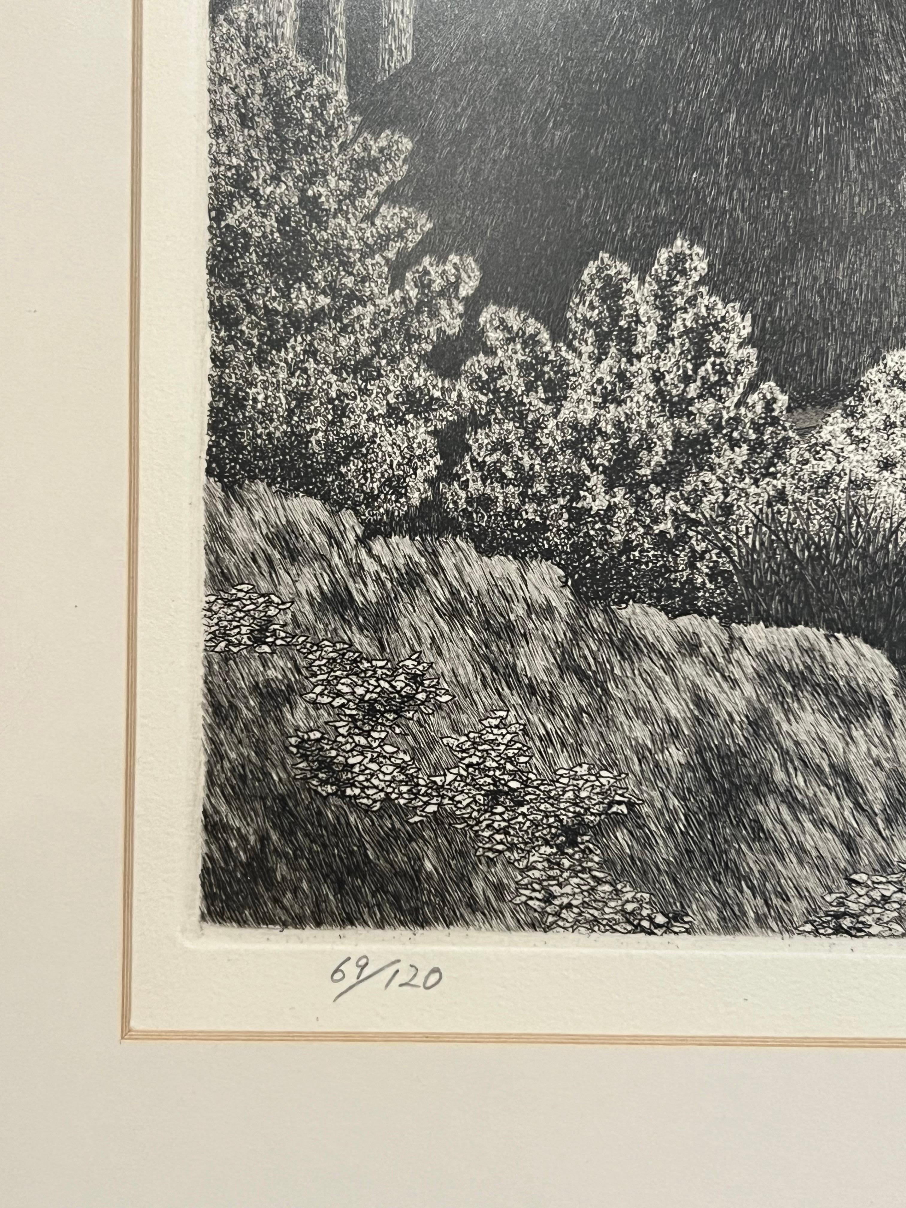 Vetro Ryohei Tanaka Tetto di paglia Acquaforte Giappone 1979 in vendita