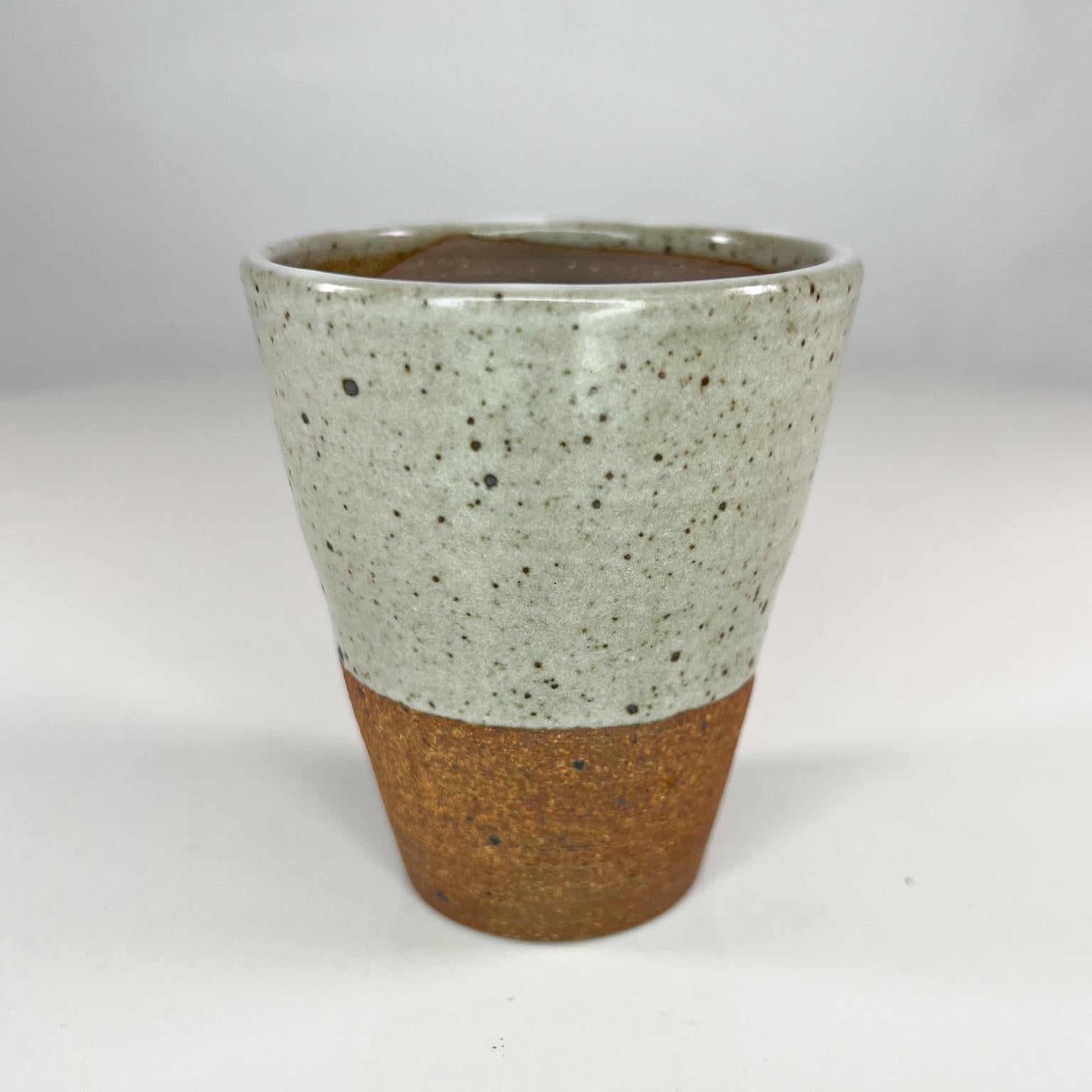 Mid-Century Modern Ryoko Modern Speckled Pottery Sake Cup Japanese Ceramic Art For Sale