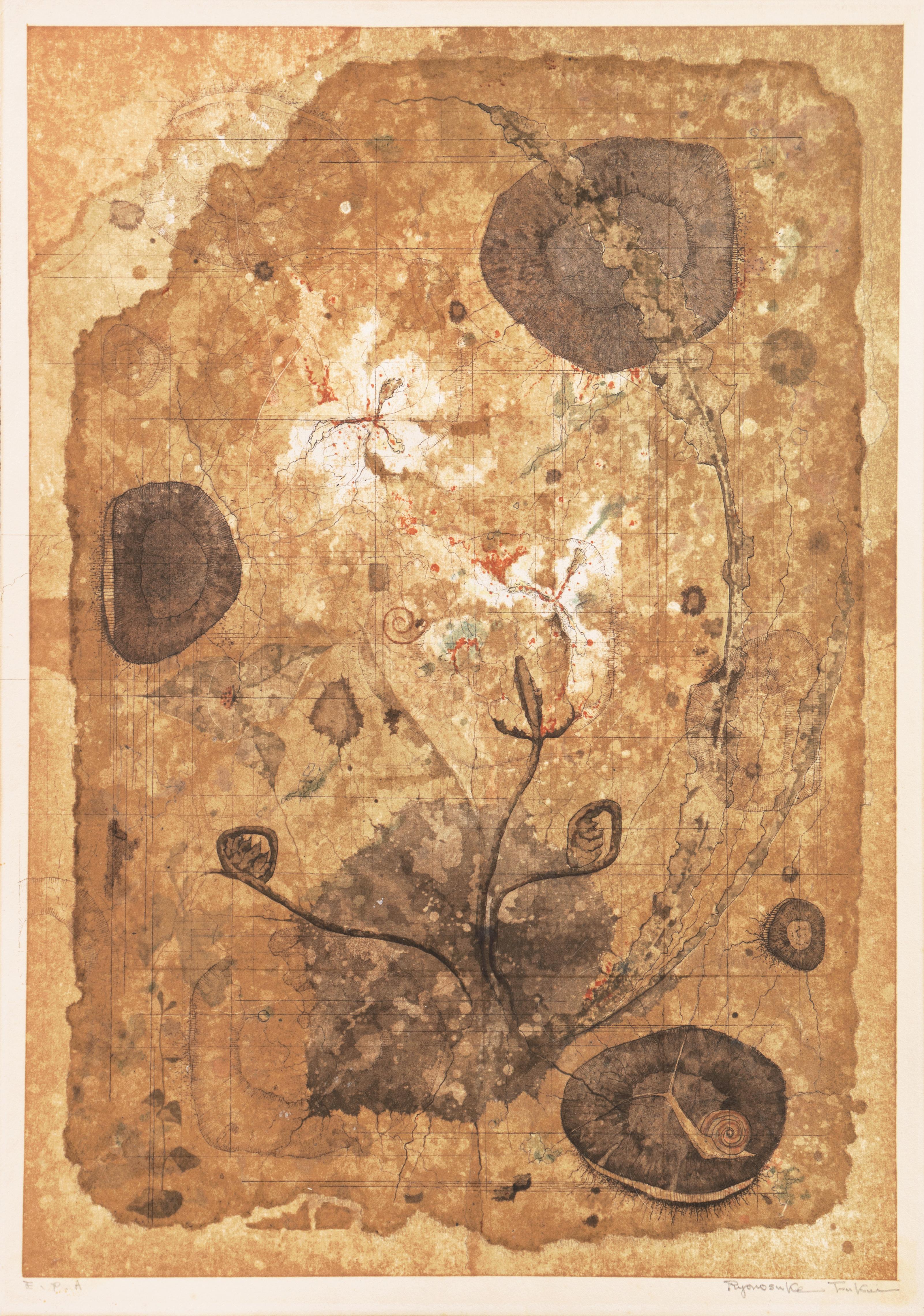 „Map of Life“, Universität der Schönen Künste, Tokio, Stillleben mit Blumen, Benezit – Print von Ryonosuke Fukui