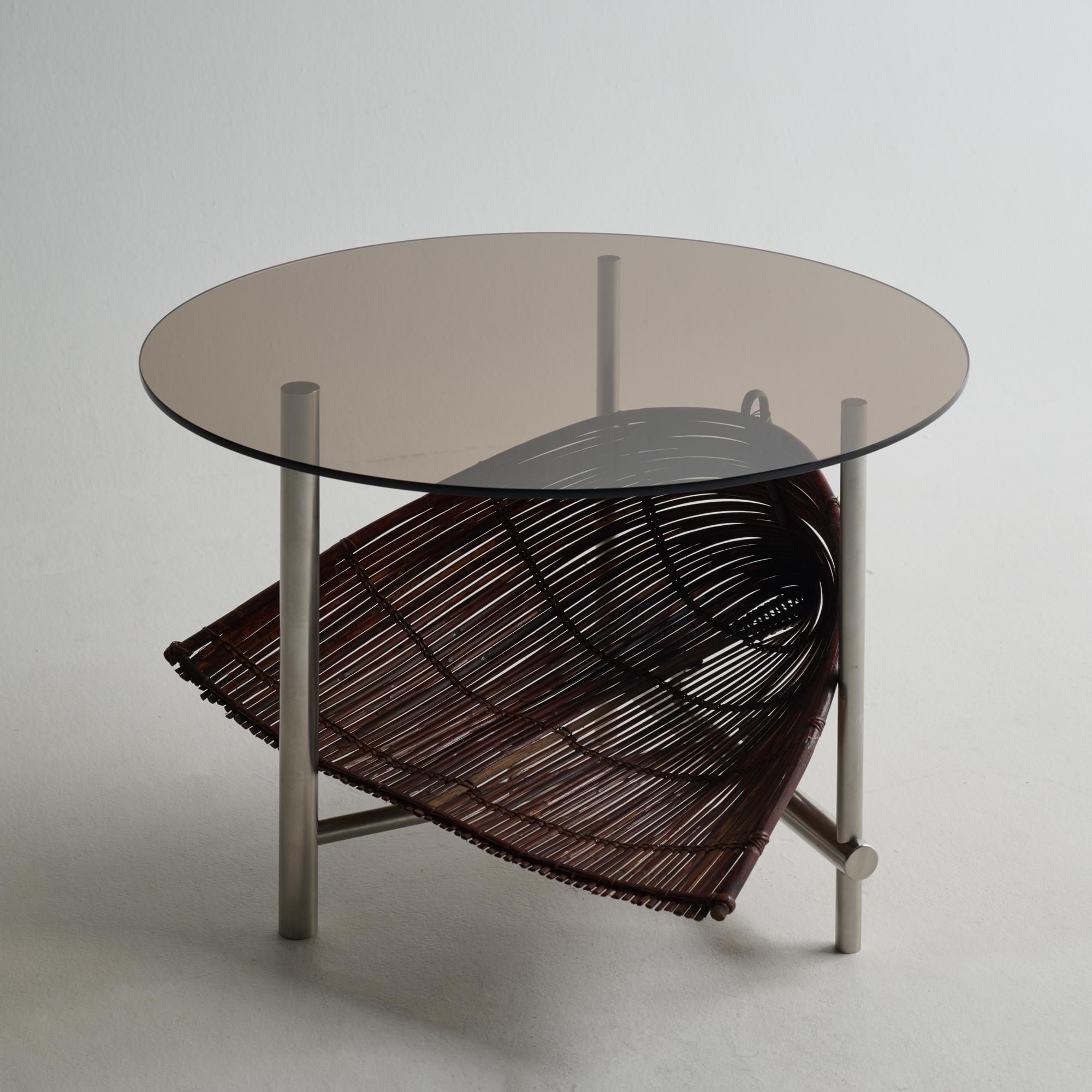 Japonisme Ryosuke Harashima Table à panier en bambou zen contemporaine2 en vente