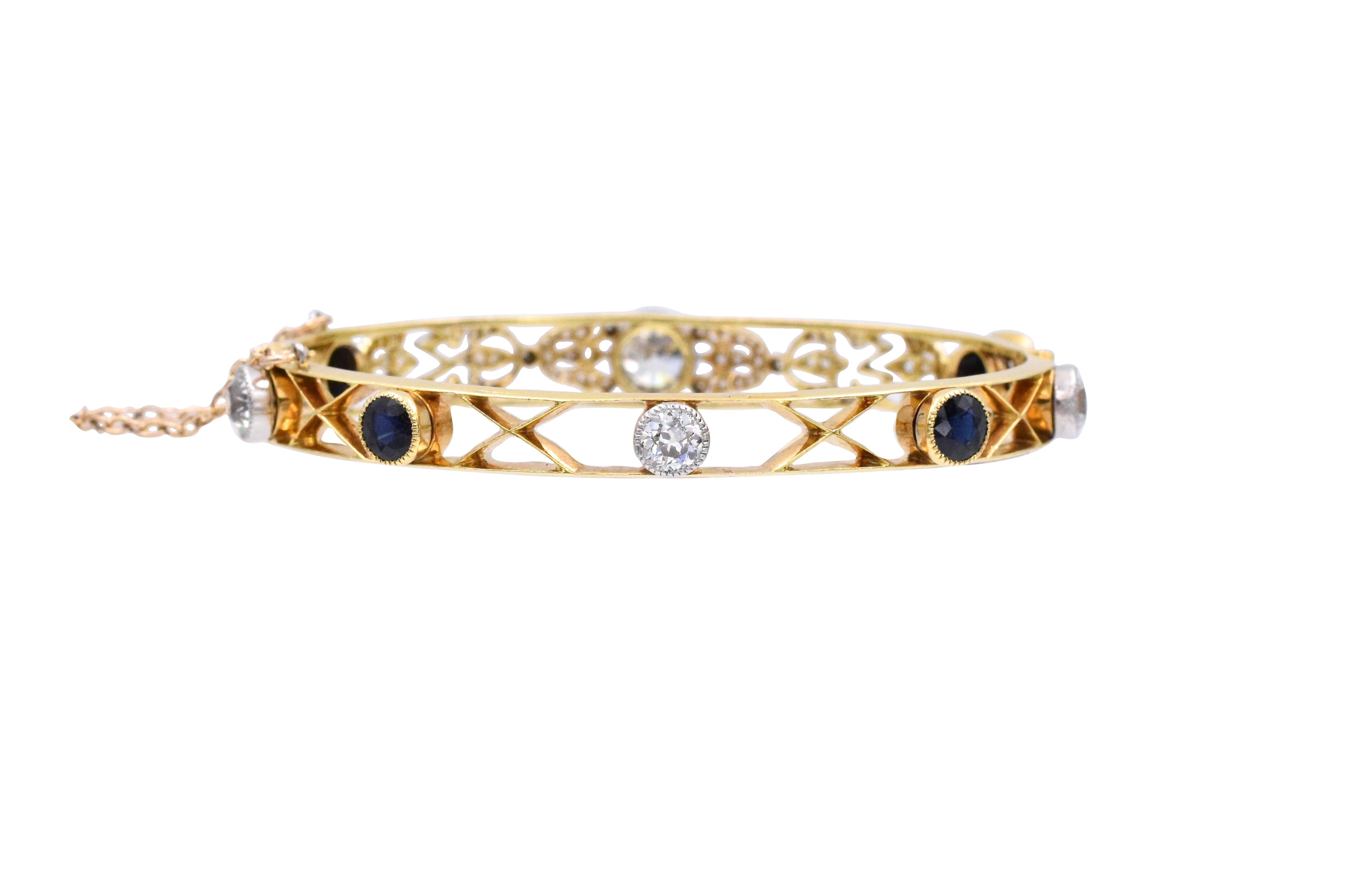 Ryrie Bros, Art Deco Diamond Bangle Bracelet In Excellent Condition For Sale In New York, NY