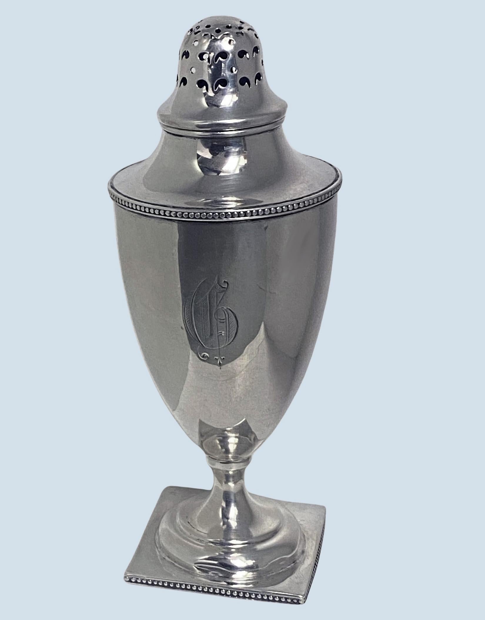 Georgian Ryrie Sterling silver Caster, C.1900.  For Sale