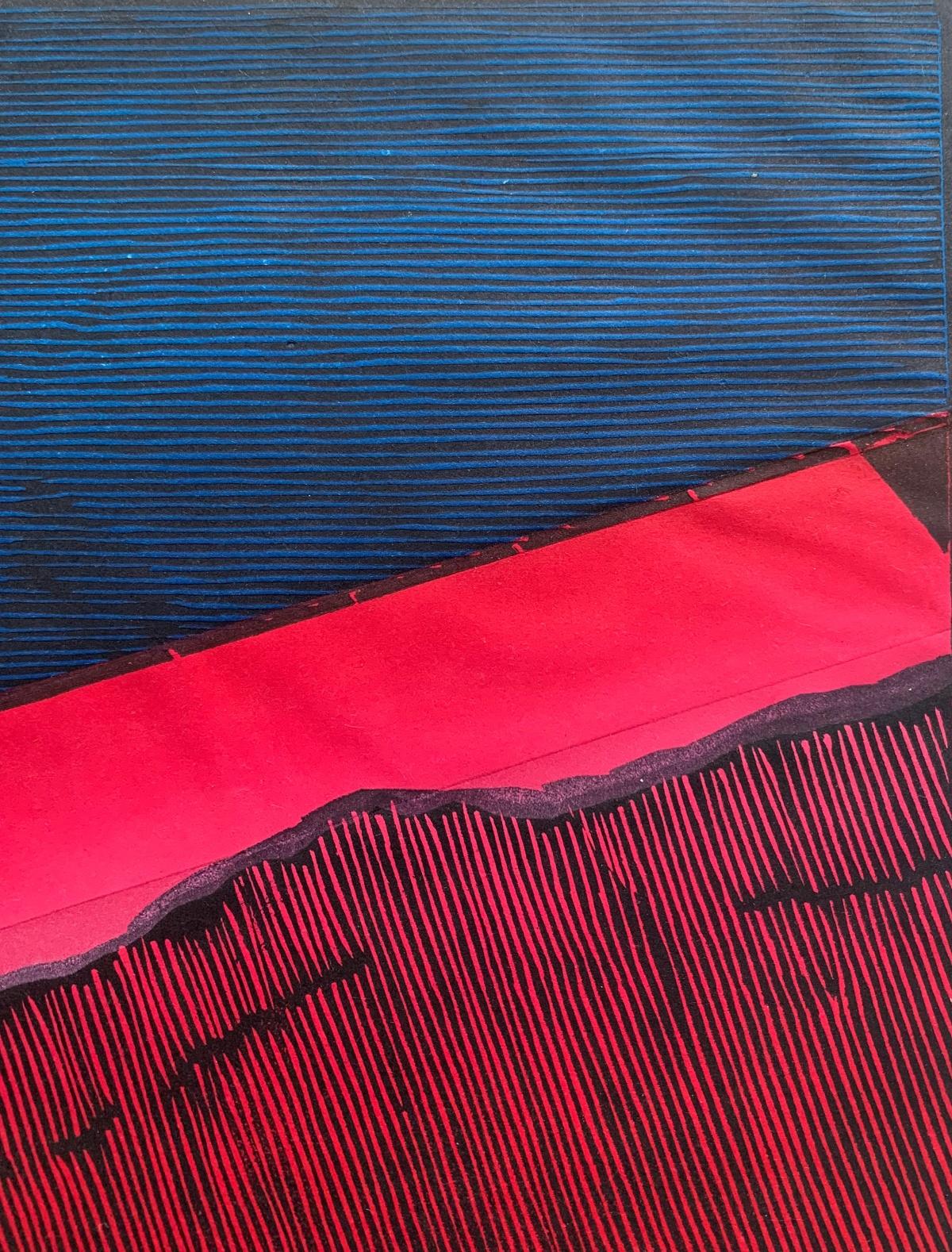 A division. Woodcut, Linocut, Op art, Abstract Print, Colorful, Polish art For Sale 2