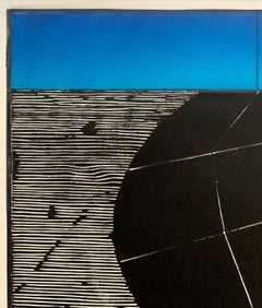 Una strada. Woodcut, Op art, Colori vivaci, Stampa astratta, Arte polacca